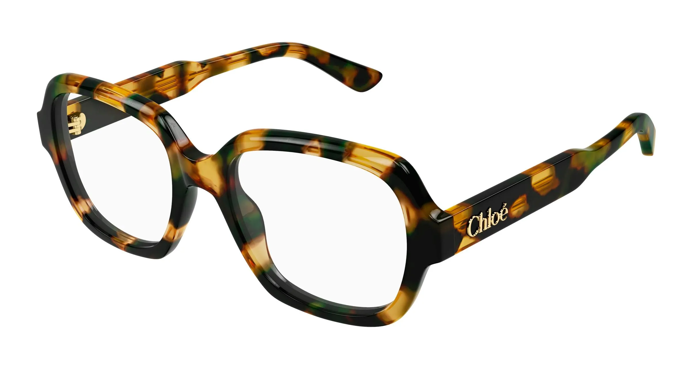 Chloé CH0341O 002 Montature da vista Acetato Havana Trasparente Geometrica - immagine 1