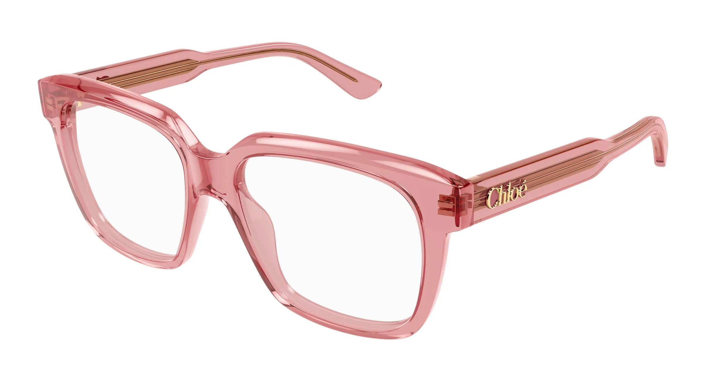 Chloé CH0340O 008 Montature da vista Acetato Rosa Trasparente Geometrica - immagine 1