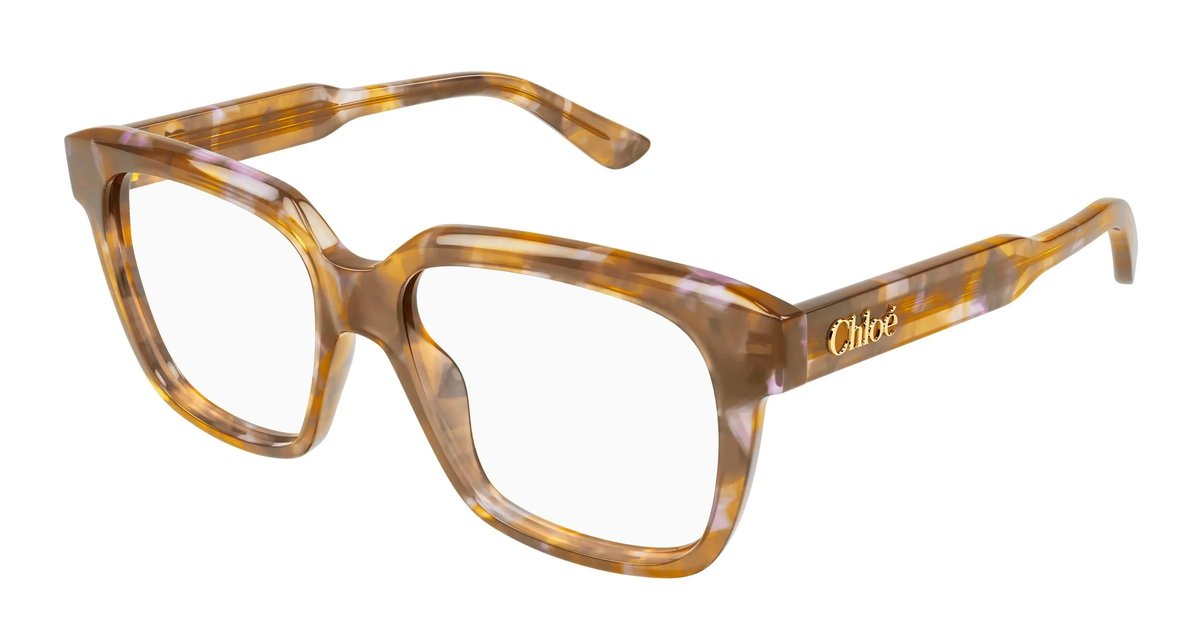 Chloé CH0340O 005 Montature da vista Acetato Havana Trasparente Geometrica - immagine 1