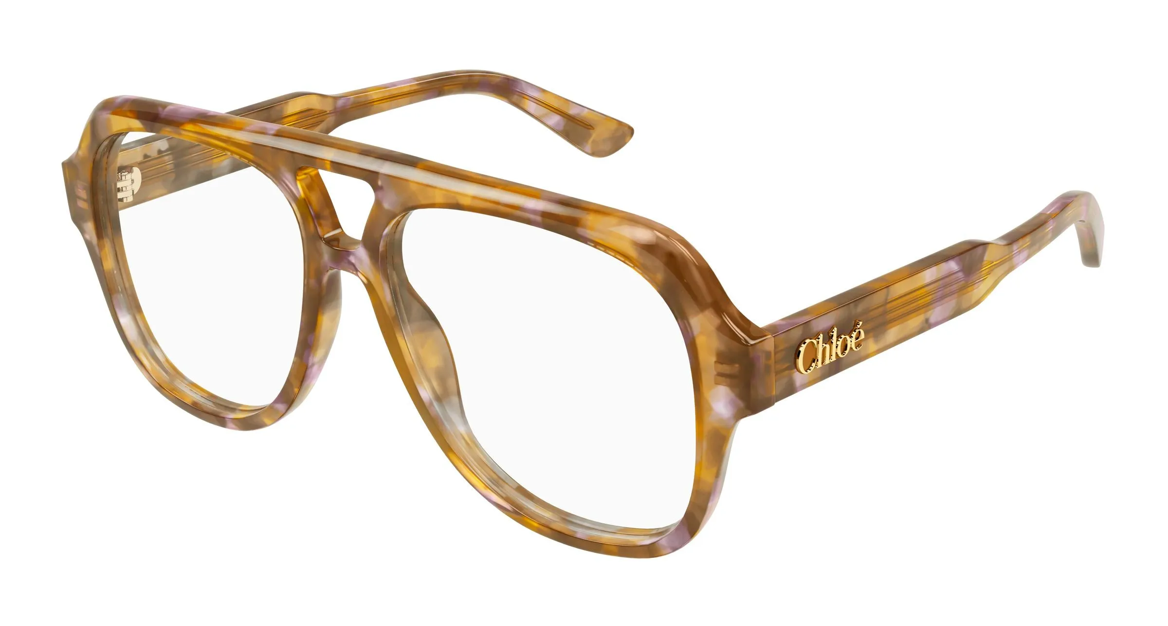 Chloé CH0339O 004 Montature da vista Acetato Havana Trasparente Pilot - immagine 1