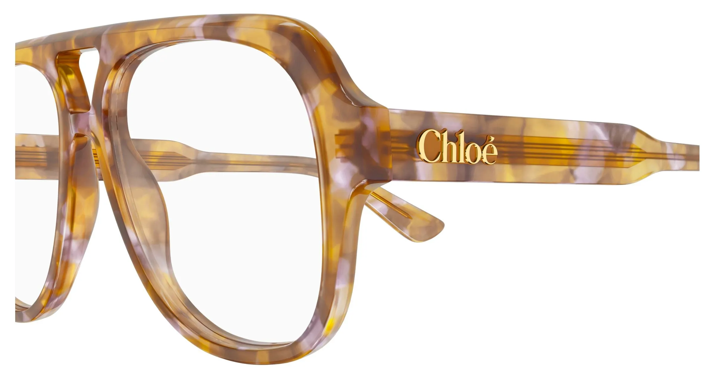 Chloé CH0339O 004 Montature da vista Acetato Havana Trasparente Pilot - immagine 3