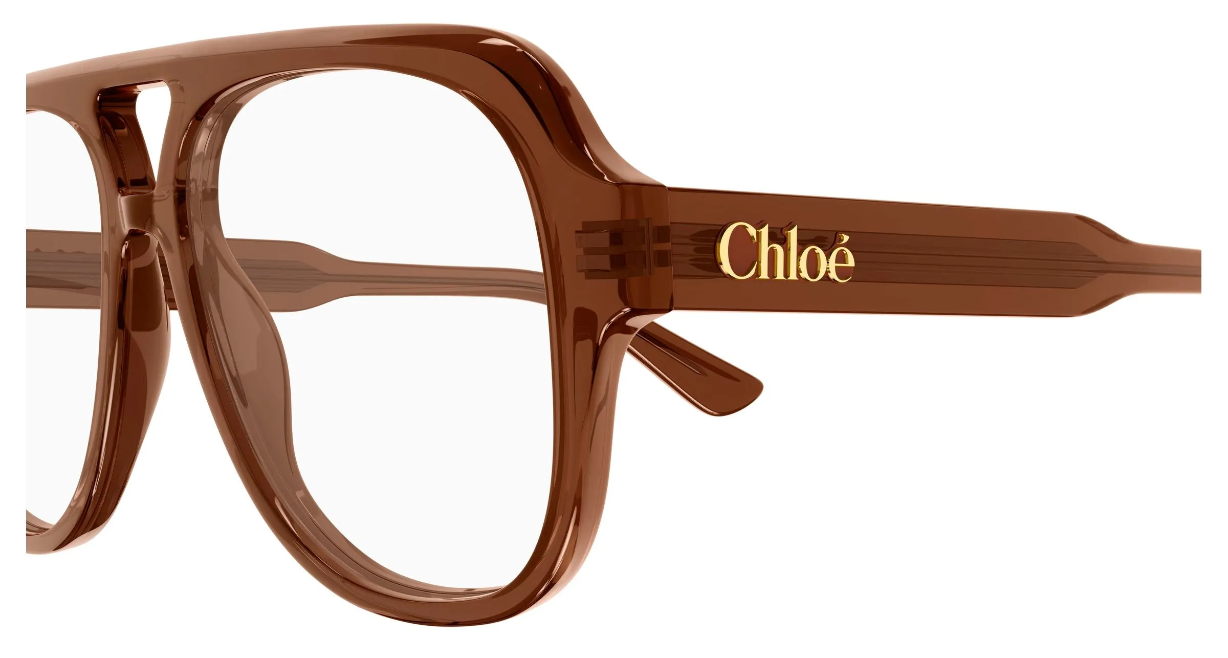 Chloé CH0339O 003 Montature da vista Acetato Marrone Trasparente Pilot - immagine 3