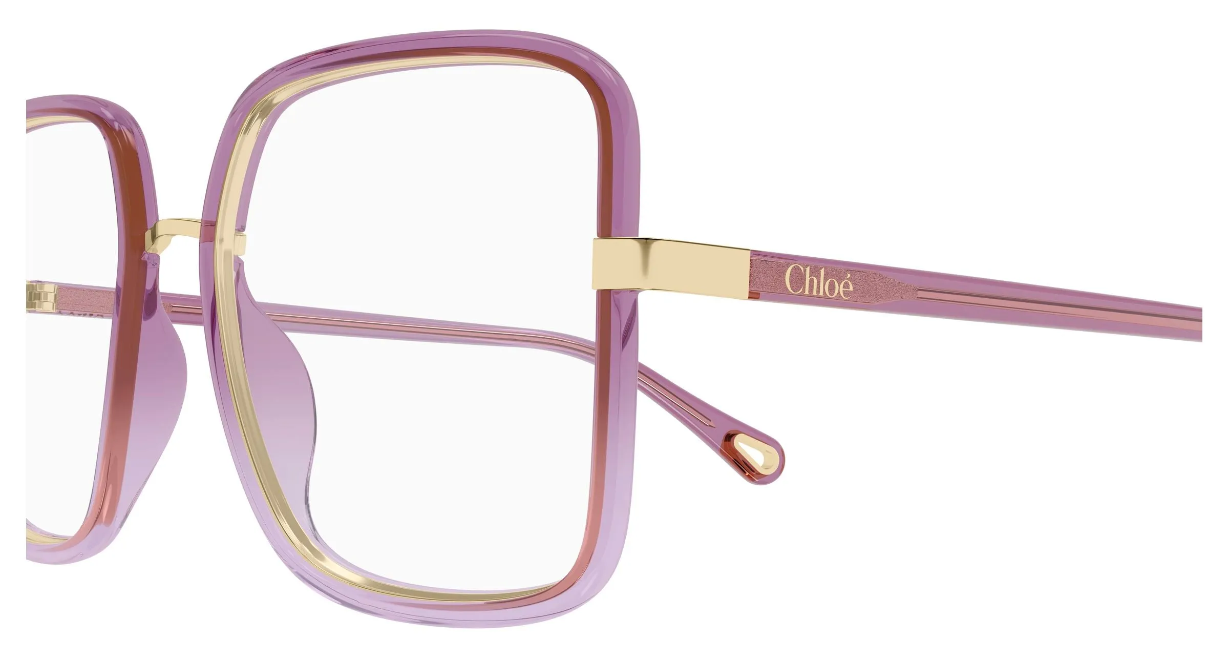Chloé CH0338O 005 Montature da vista Bio-iniettato Viola Trasparente Squadrata - immagine 3