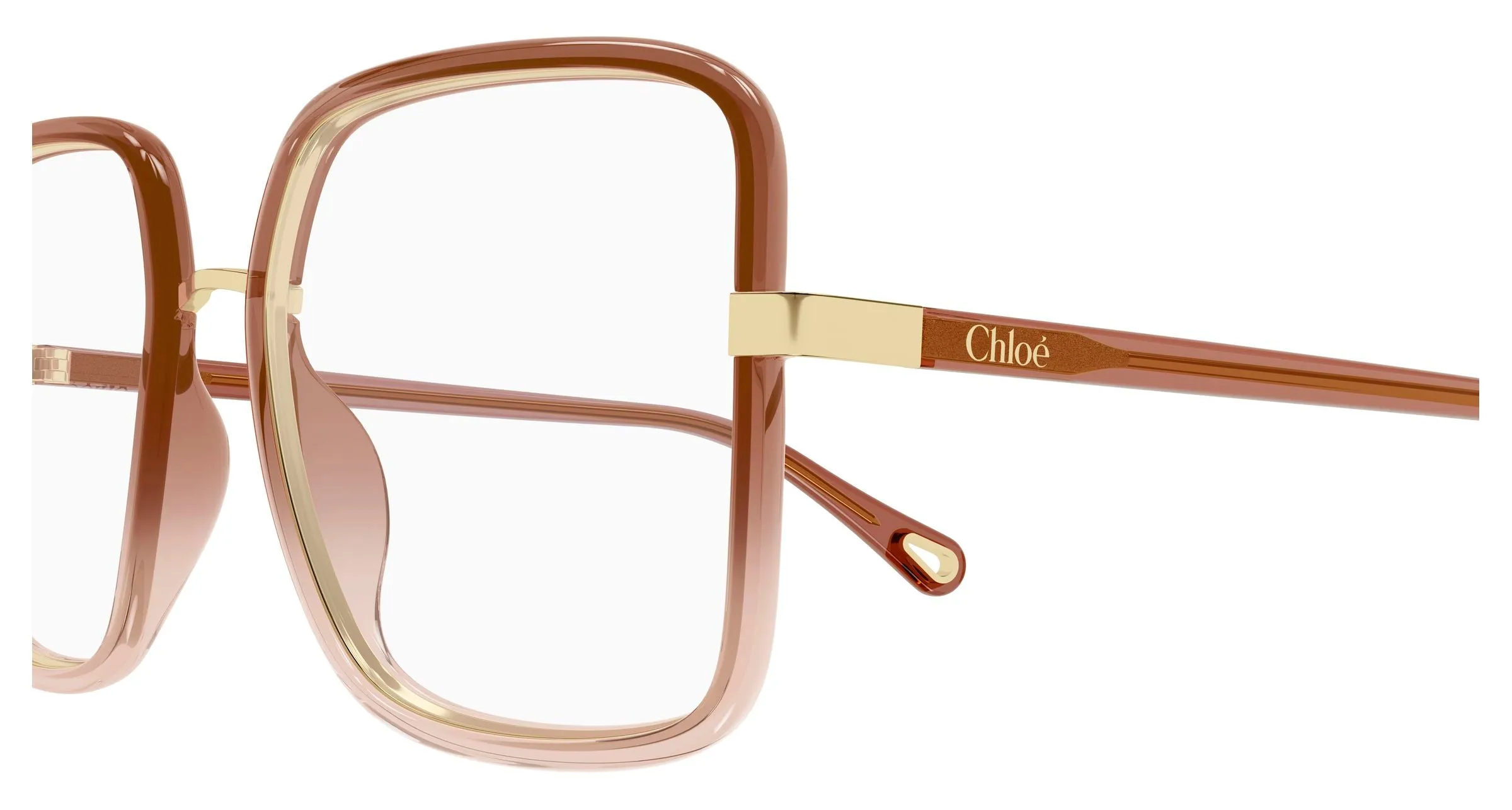 Chloé CH0338O 003 Montature da vista Bio-iniettato Marrone Trasparente Squadrata - immagine 3