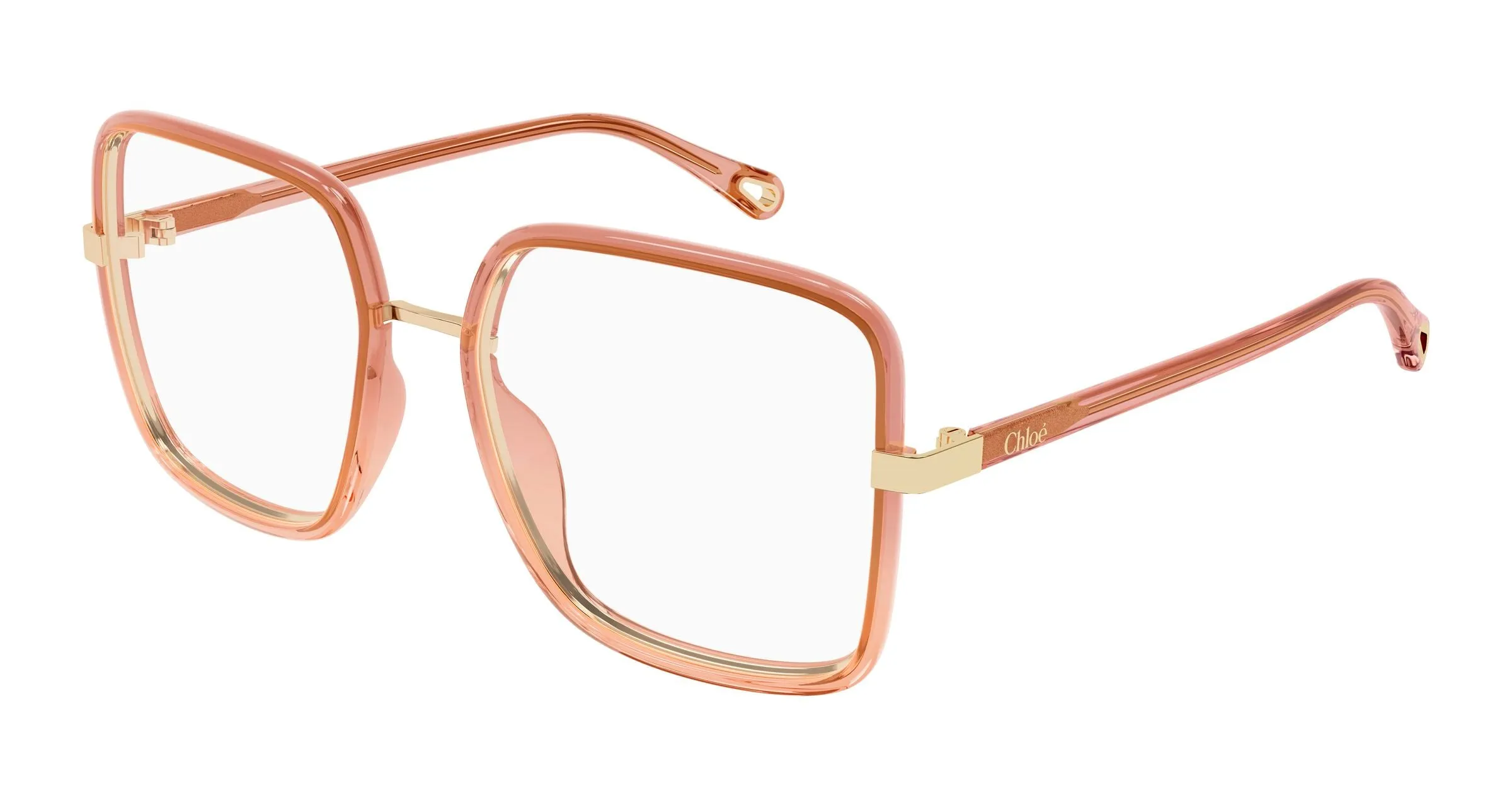 Chloé CH0338O 002 Montature da vista Bio-iniettato Rosso Trasparente Squadrata - immagine 1