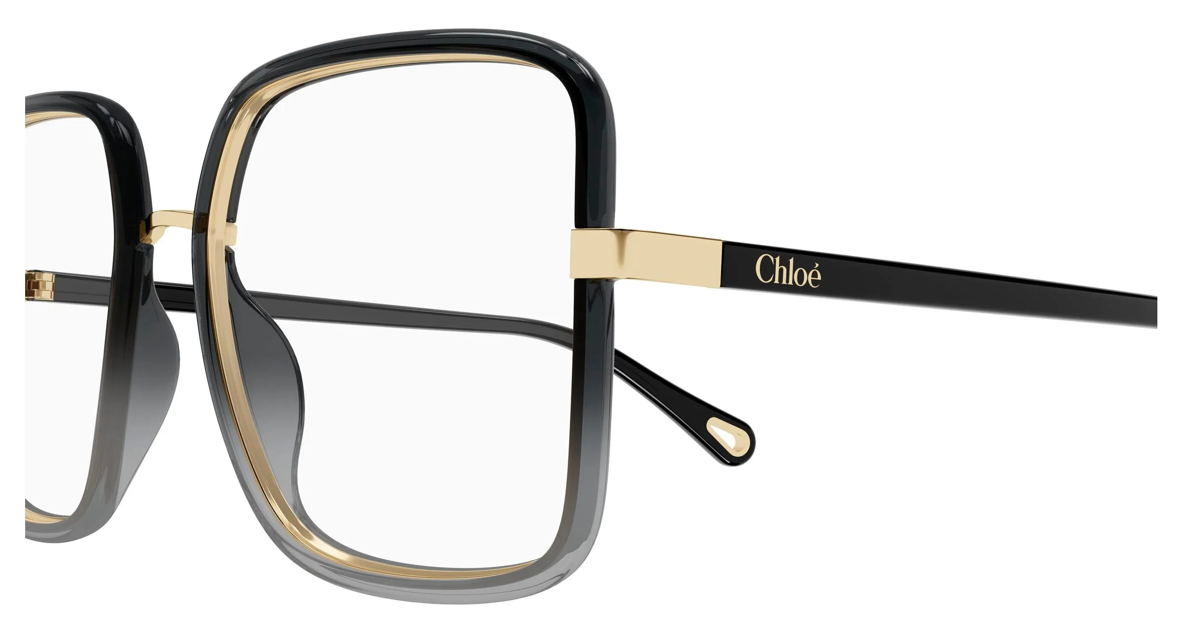 Chloé CH0338O 001 Montature da vista Bio-iniettato Nero Trasparente Squadrata - immagine 3