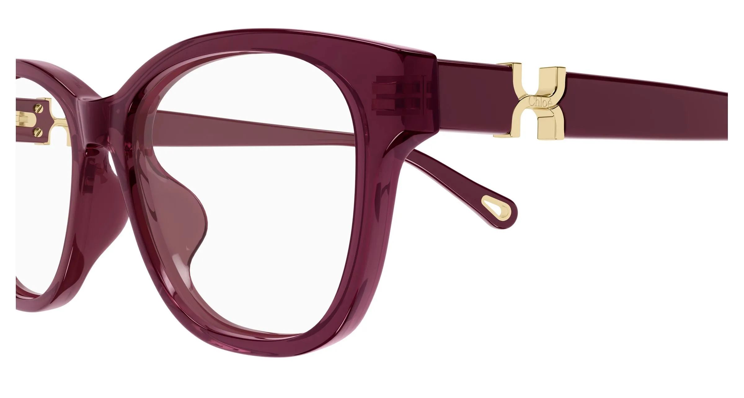 Chloé CH0336OA 005 Montature da vista Acetato Bordeaux Trasparente Cat Eye - immagine 3