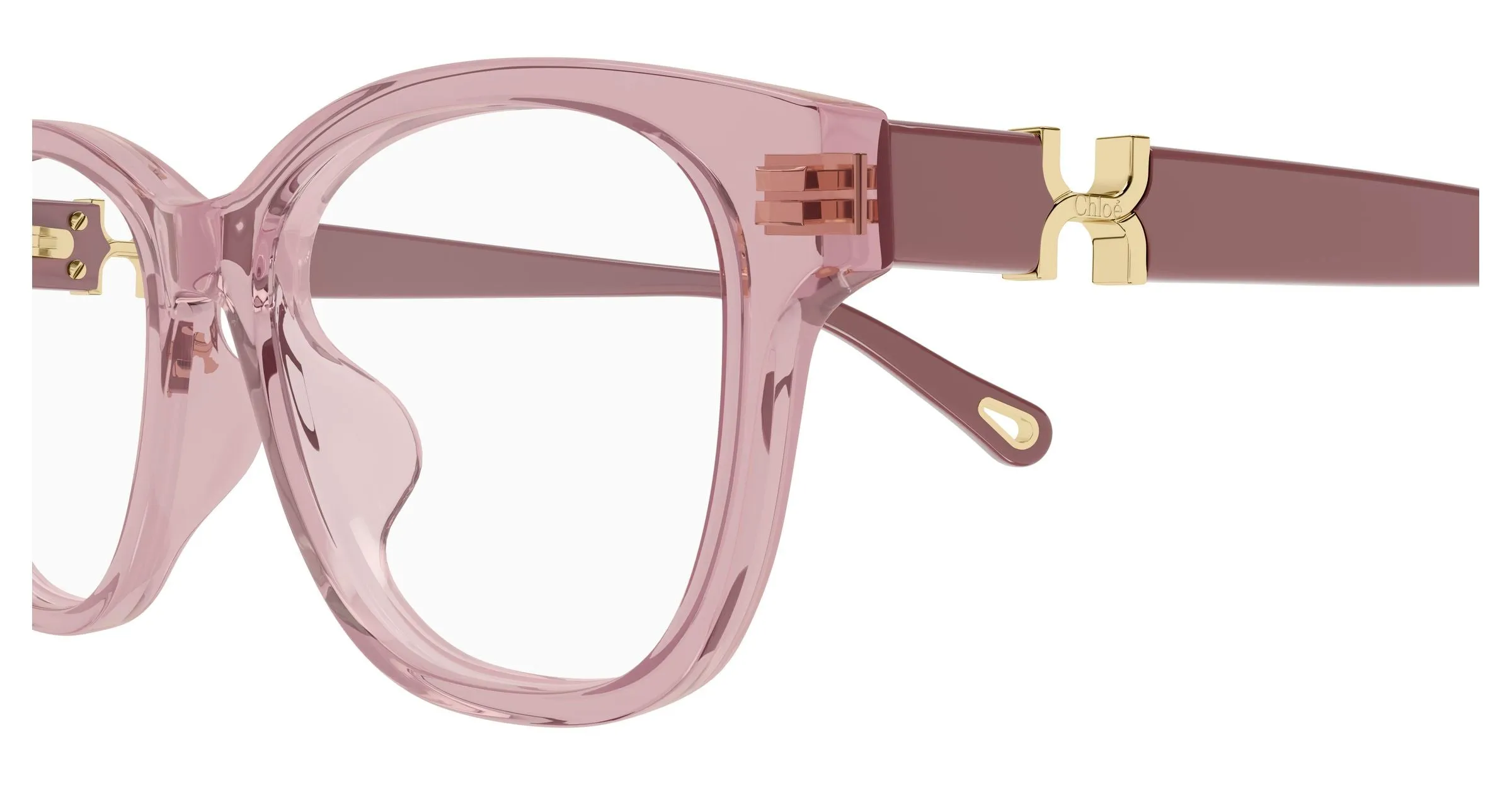 Chloé CH0336OA 003 Montature da vista Acetato Rosa Trasparente Cat Eye - immagine 3