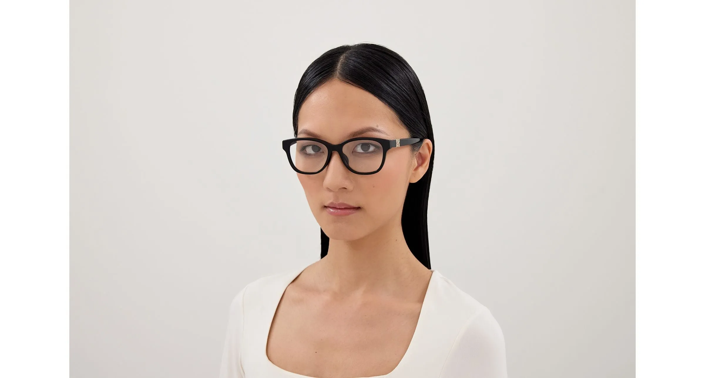 Chloé CH0336OA 001 Montature da vista Acetato Nero Trasparente Cat Eye - immagine 4