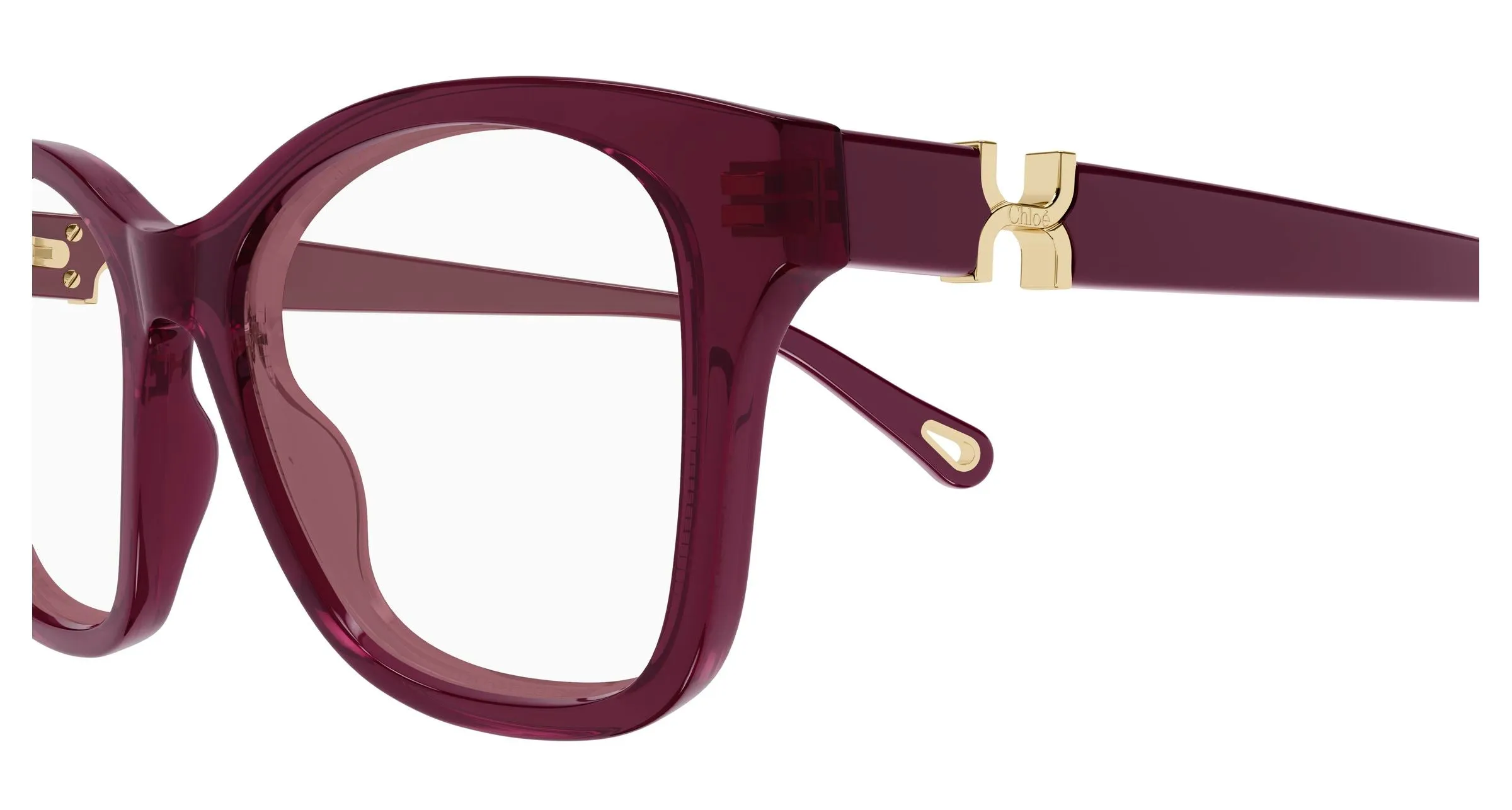 Chloé CH0334O 010 Montature da vista Acetato Bordeaux Trasparente Cat Eye - immagine 3