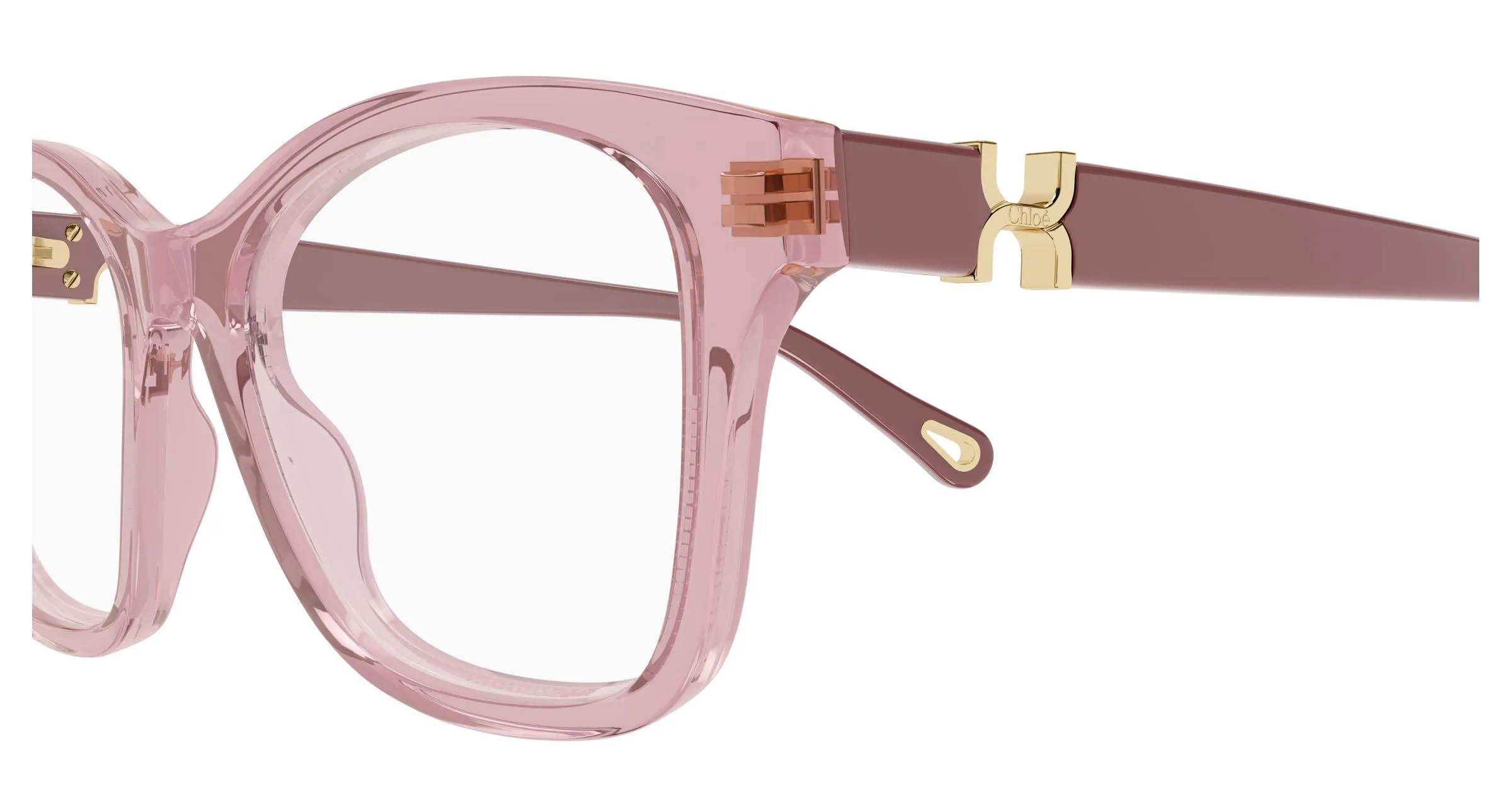 Chloé CH0334O 008 Montature da vista Acetato Rosa Trasparente Cat Eye - immagine 3