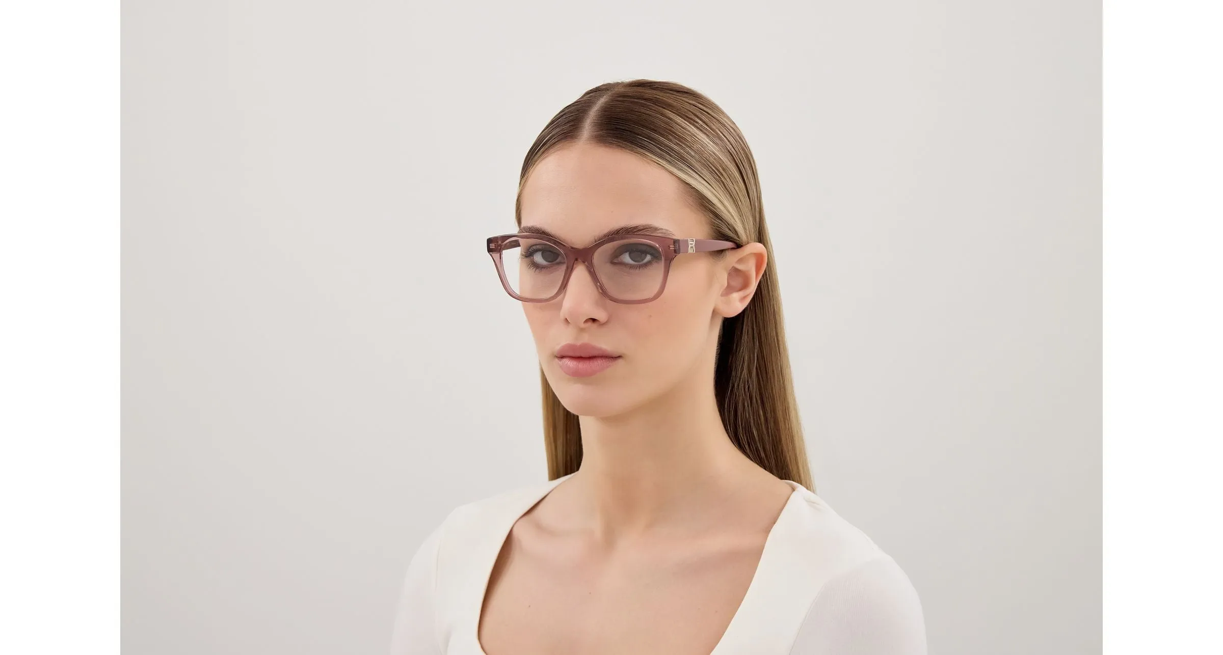 Chloé CH0334O 003 Montature da vista Acetato Rosa Trasparente Cat Eye - immagine 4
