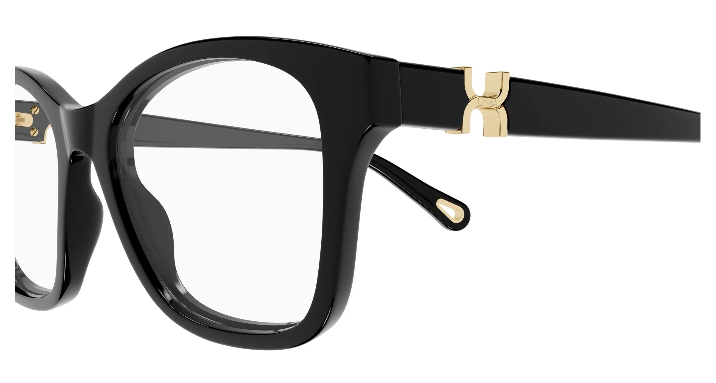 Chloé CH0334O 001 Montature da vista Acetato Nero Trasparente Cat Eye - immagine 3