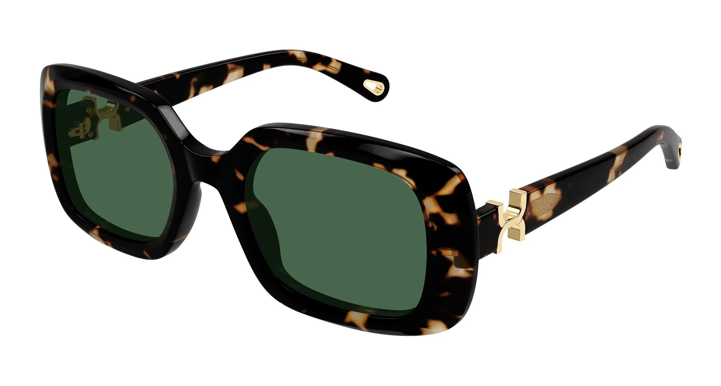 Chloé CH0333S 002 Occhiali da sole Acetato Havana Verde Squadrata - immagine 1