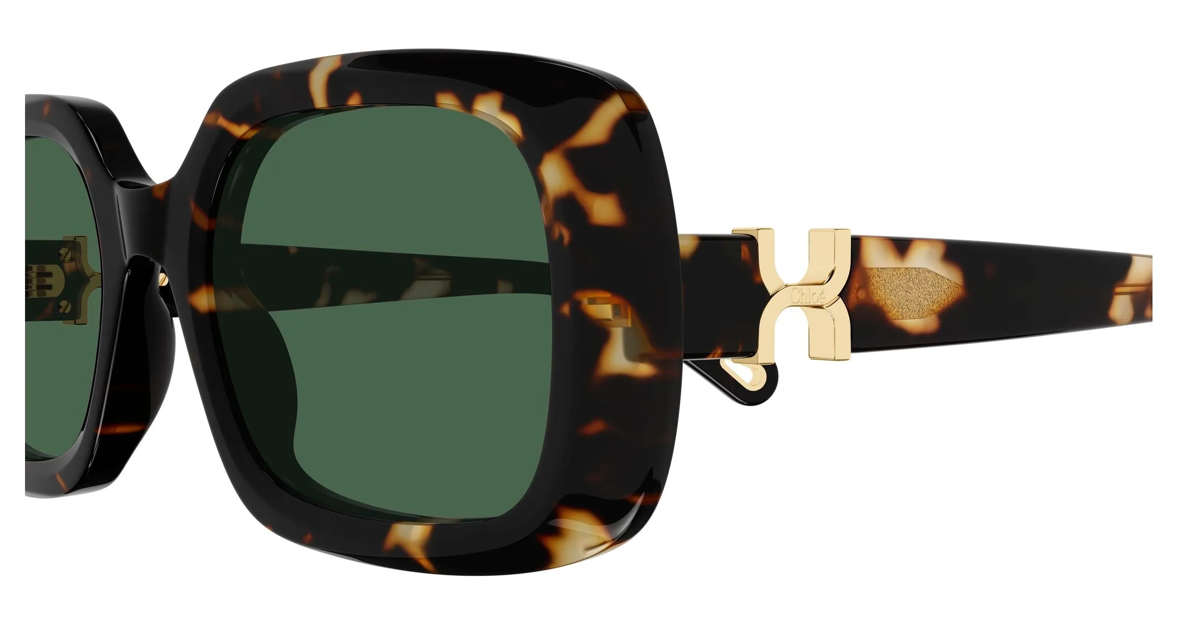Chloé CH0333S 002 Occhiali da sole Acetato Havana Verde Squadrata - immagine 3