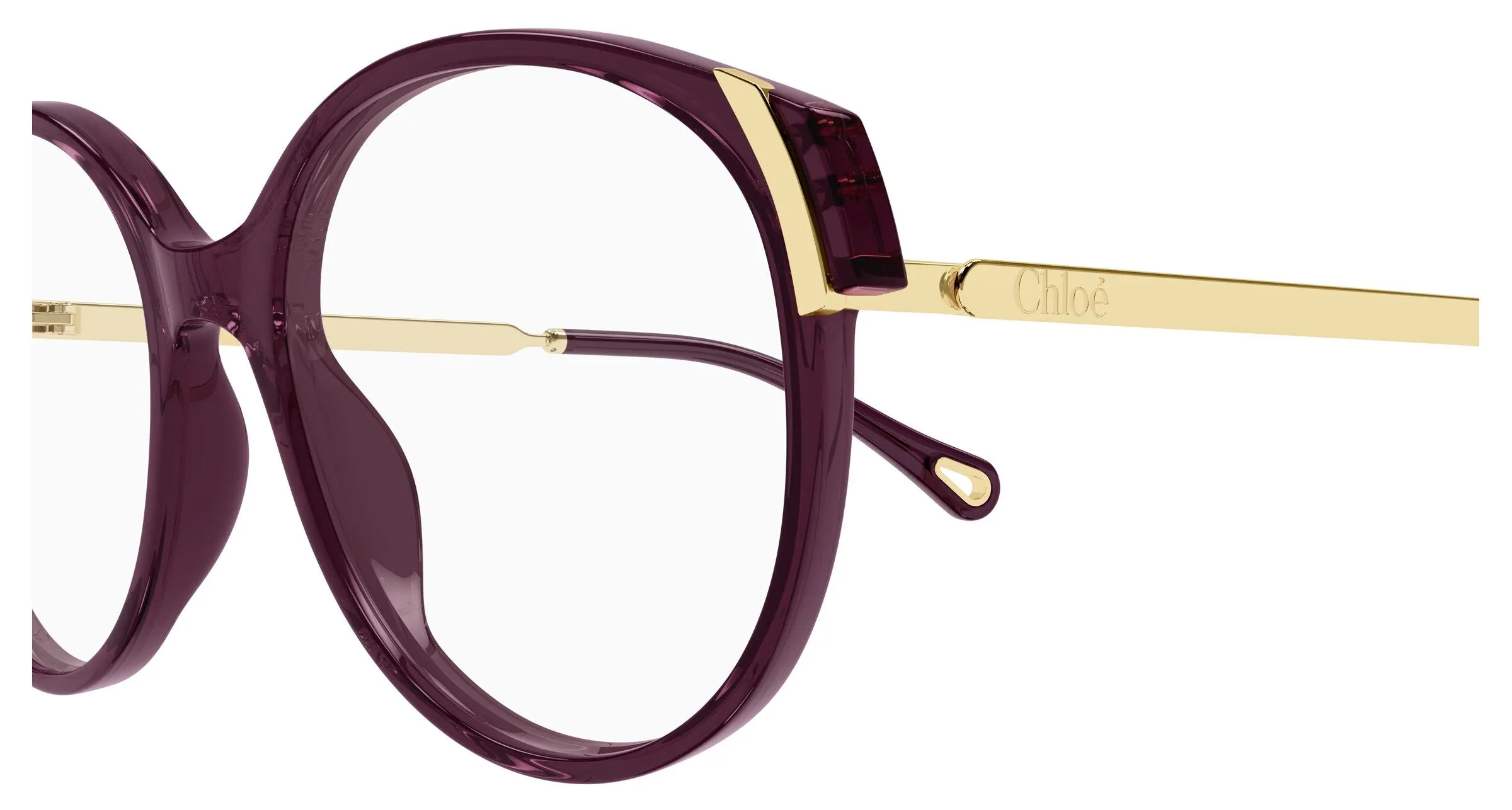 Chloé CH0328O 010 Montature da vista Acetato Viola Trasparente Rotonda - immagine 3