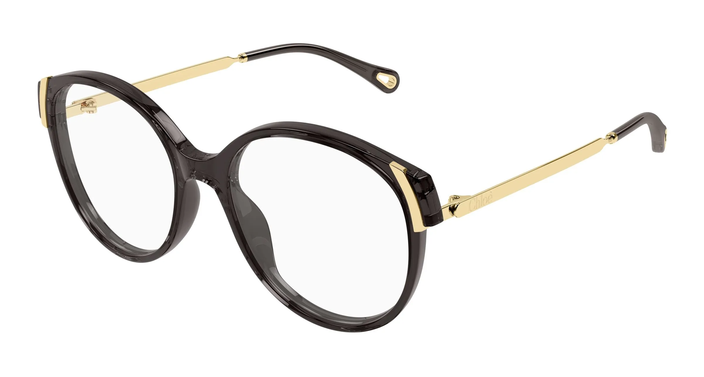Chloé CH0328O 001 Montature da vista Acetato Grigio Trasparente Rotonda - immagine 1