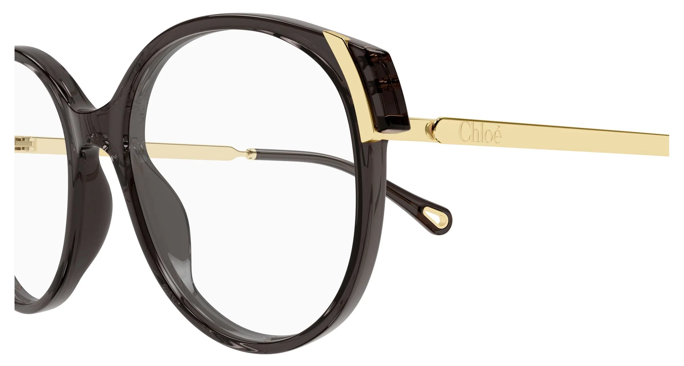 Chloé CH0328O 001 Montature da vista Acetato Grigio Trasparente Rotonda - immagine 3