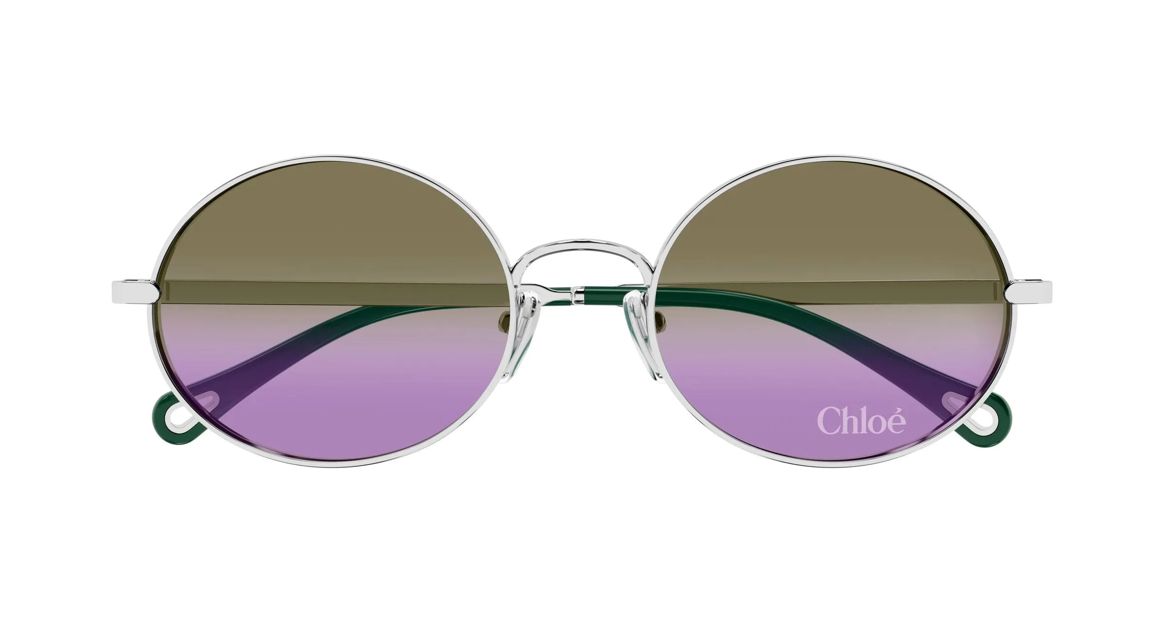 Chloé CH0326S 002 Occhiali da sole Metallo Argento Verde Rotonda - immagine 2