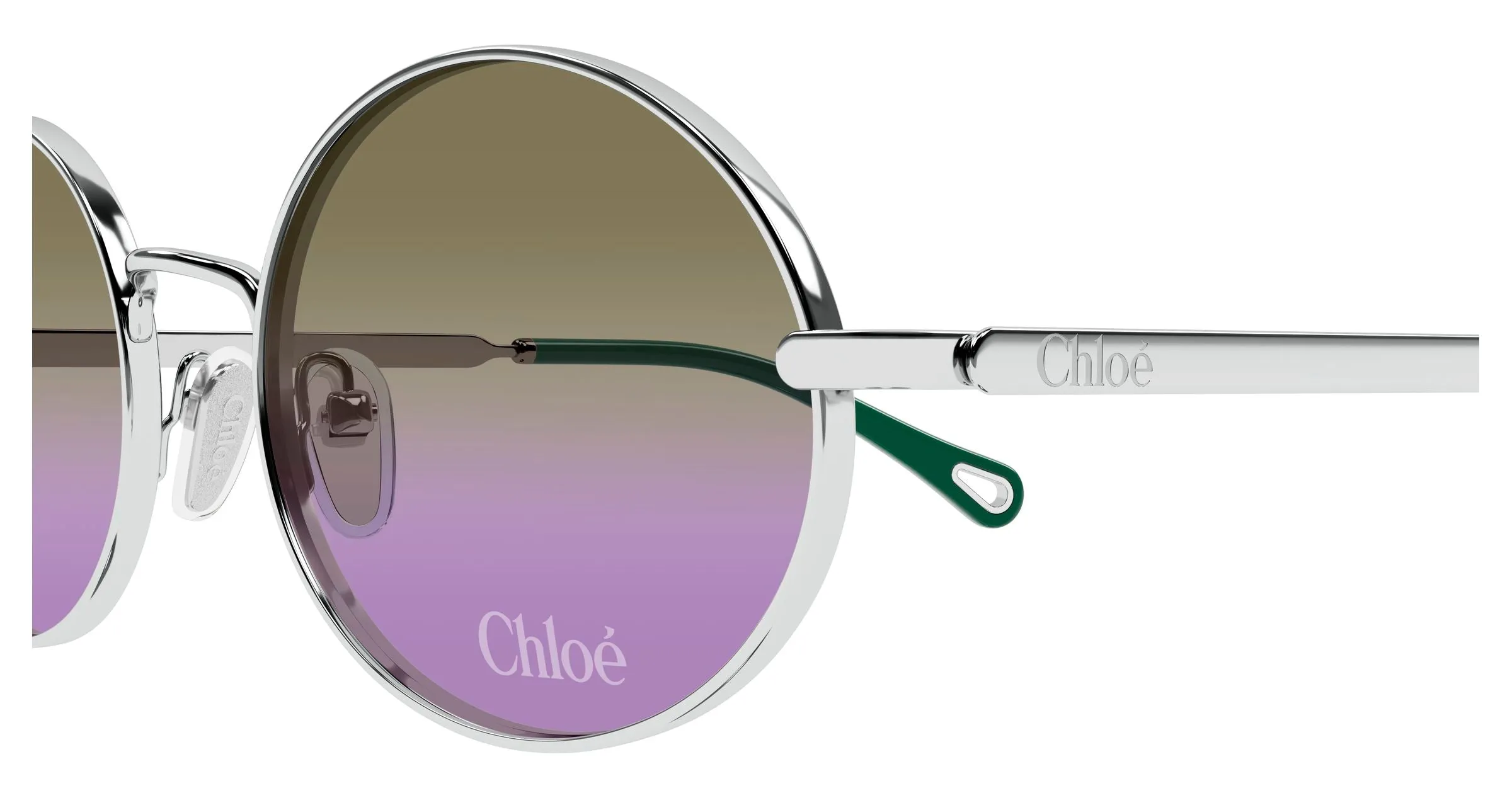 Chloé CH0326S 002 Occhiali da sole Metallo Argento Verde Rotonda - immagine 3