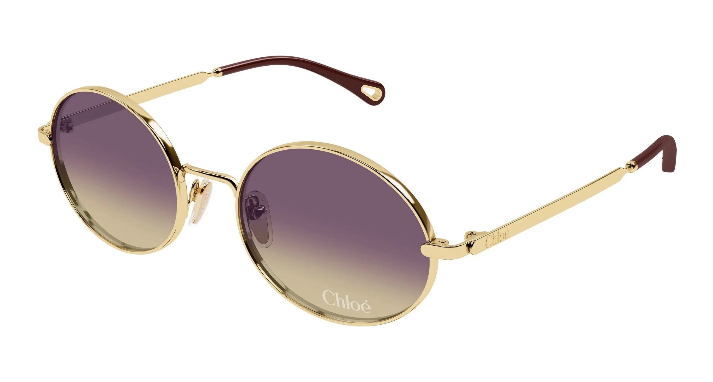 Chloé CH0326S 001 Occhiali da sole Metallo Oro Viola Rotonda - immagine 1