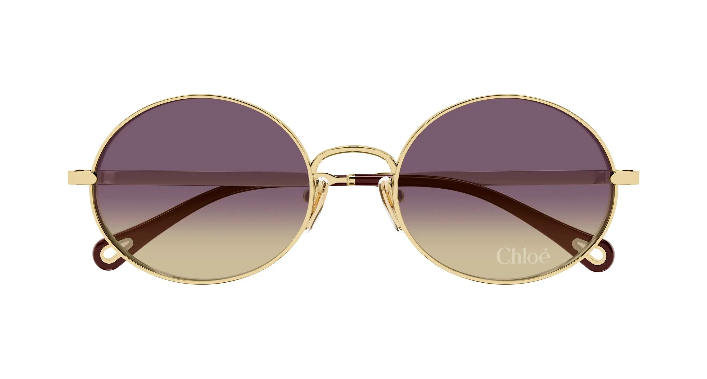 Chloé CH0326S 001 Occhiali da sole Metallo Oro Viola Rotonda - immagine 2