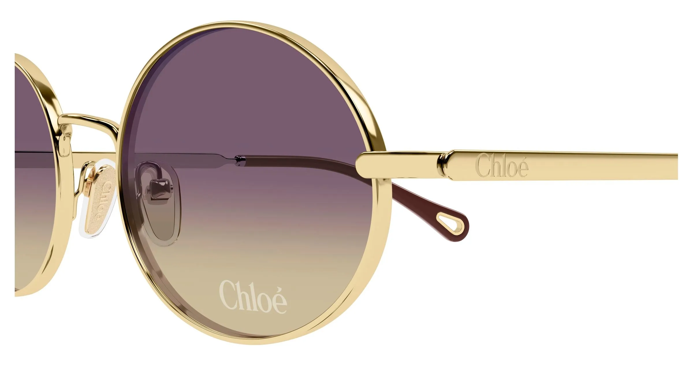 Chloé CH0326S 001 Occhiali da sole Metallo Oro Viola Rotonda - immagine 3