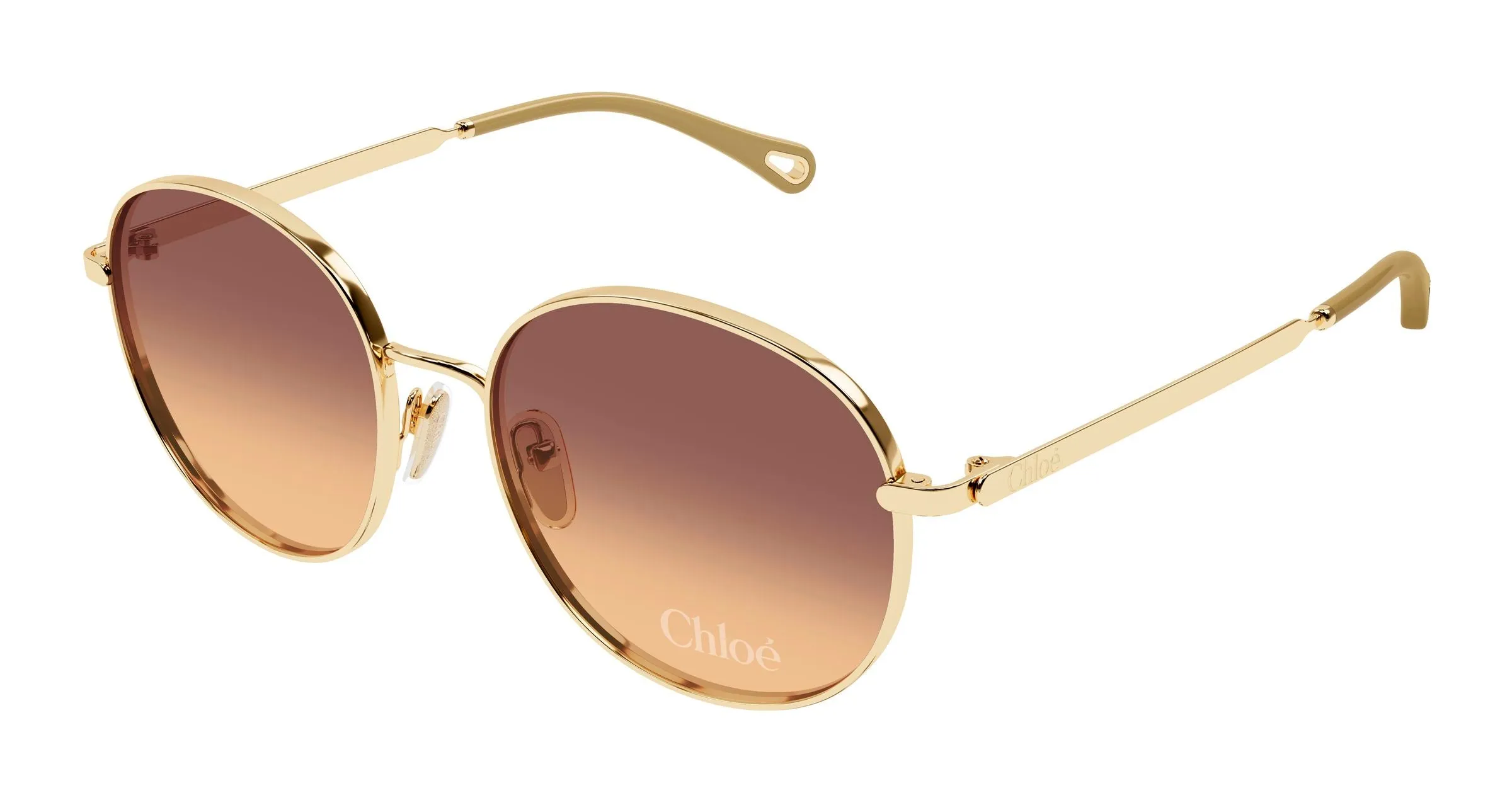 Chloé CH0325SK 004 Occhiali da sole Metallo Oro Marrone Rotonda - immagine 1