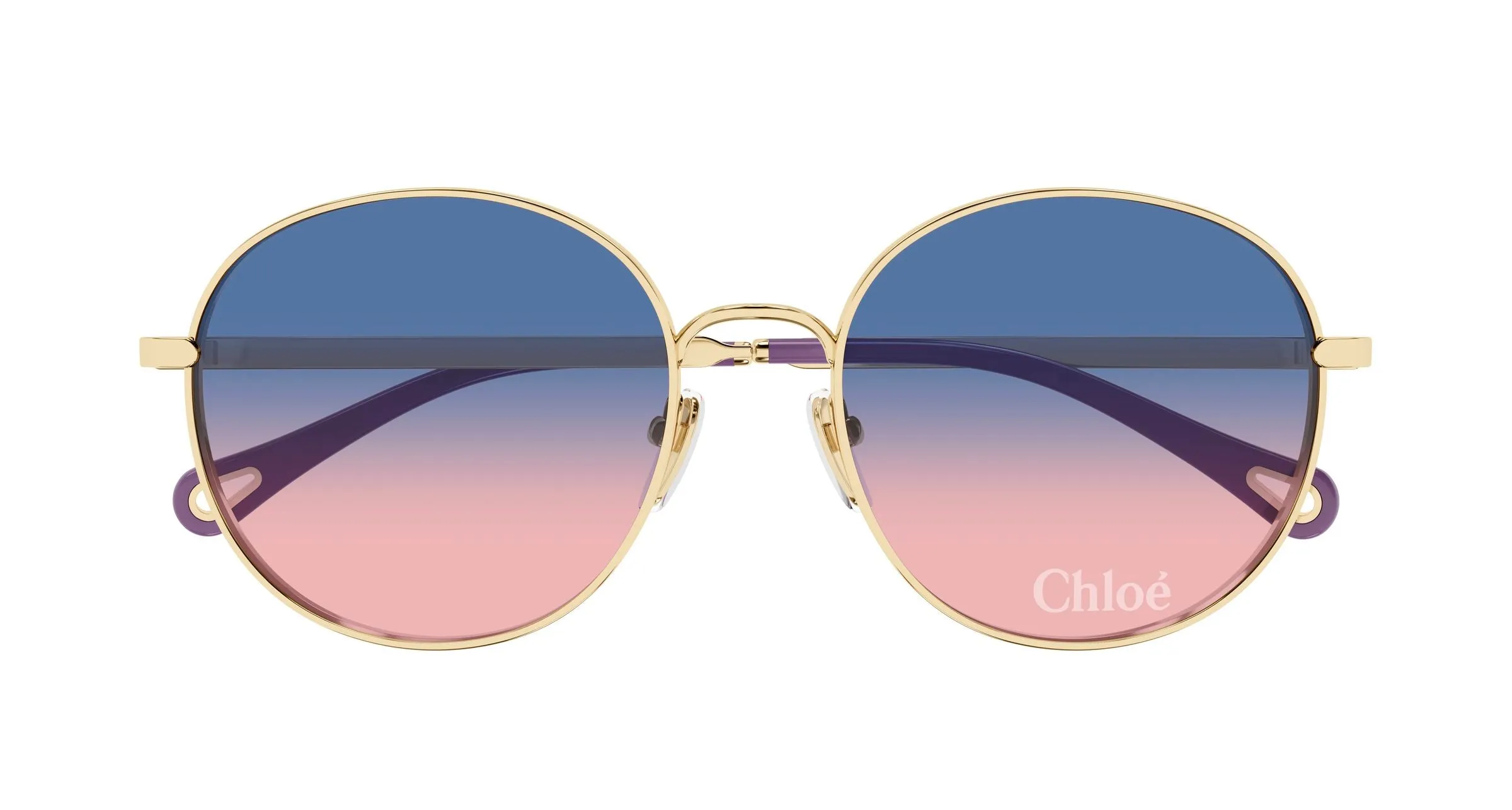 Chloé CH0325SK 003 Occhiali da sole Metallo Oro Blu Rotonda - immagine 2