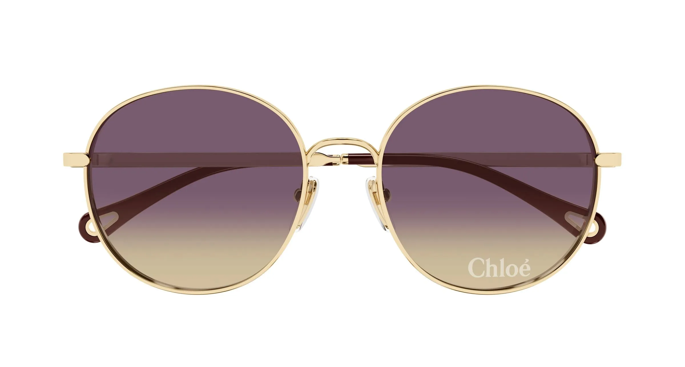 Chloé CH0325SK 001 Occhiali da sole Metallo Oro Viola Rotonda - immagine 2