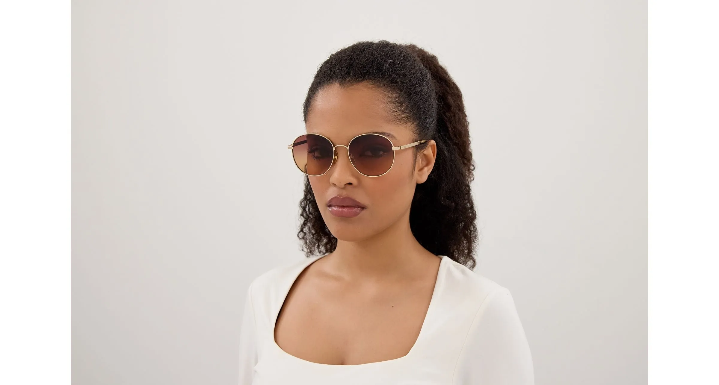 Chloé CH0325S 004 Occhiali da sole Metallo Oro Marrone Geometrica - immagine 4