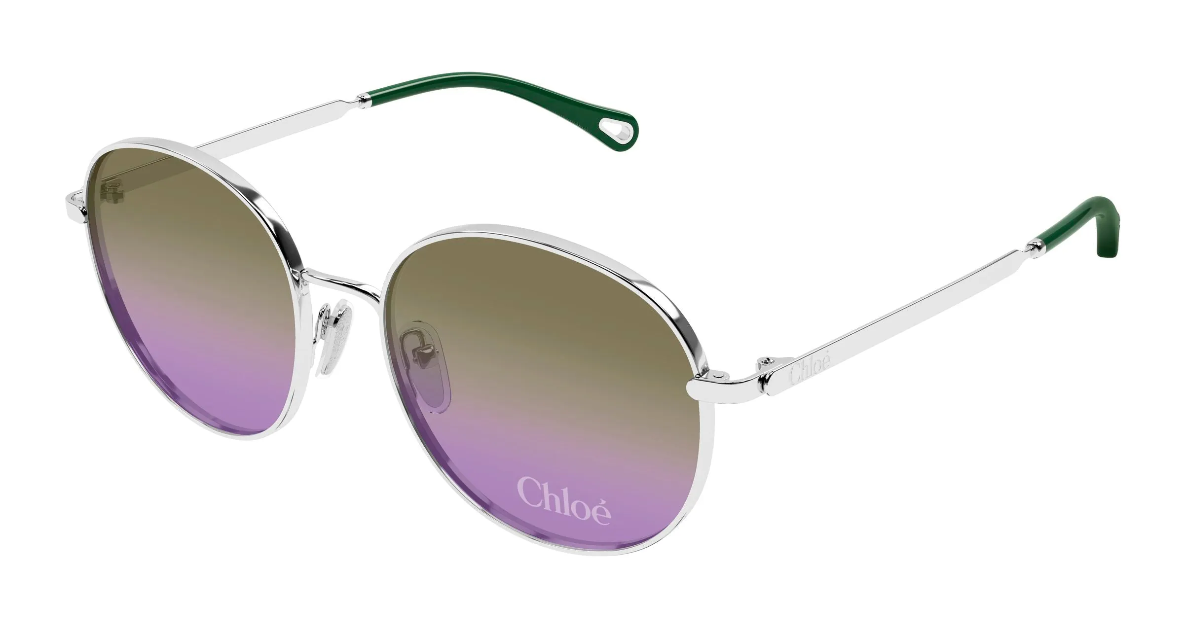 Chloé CH0325S 002 Occhiali da sole Metallo Argento Verde Geometrica - immagine 1
