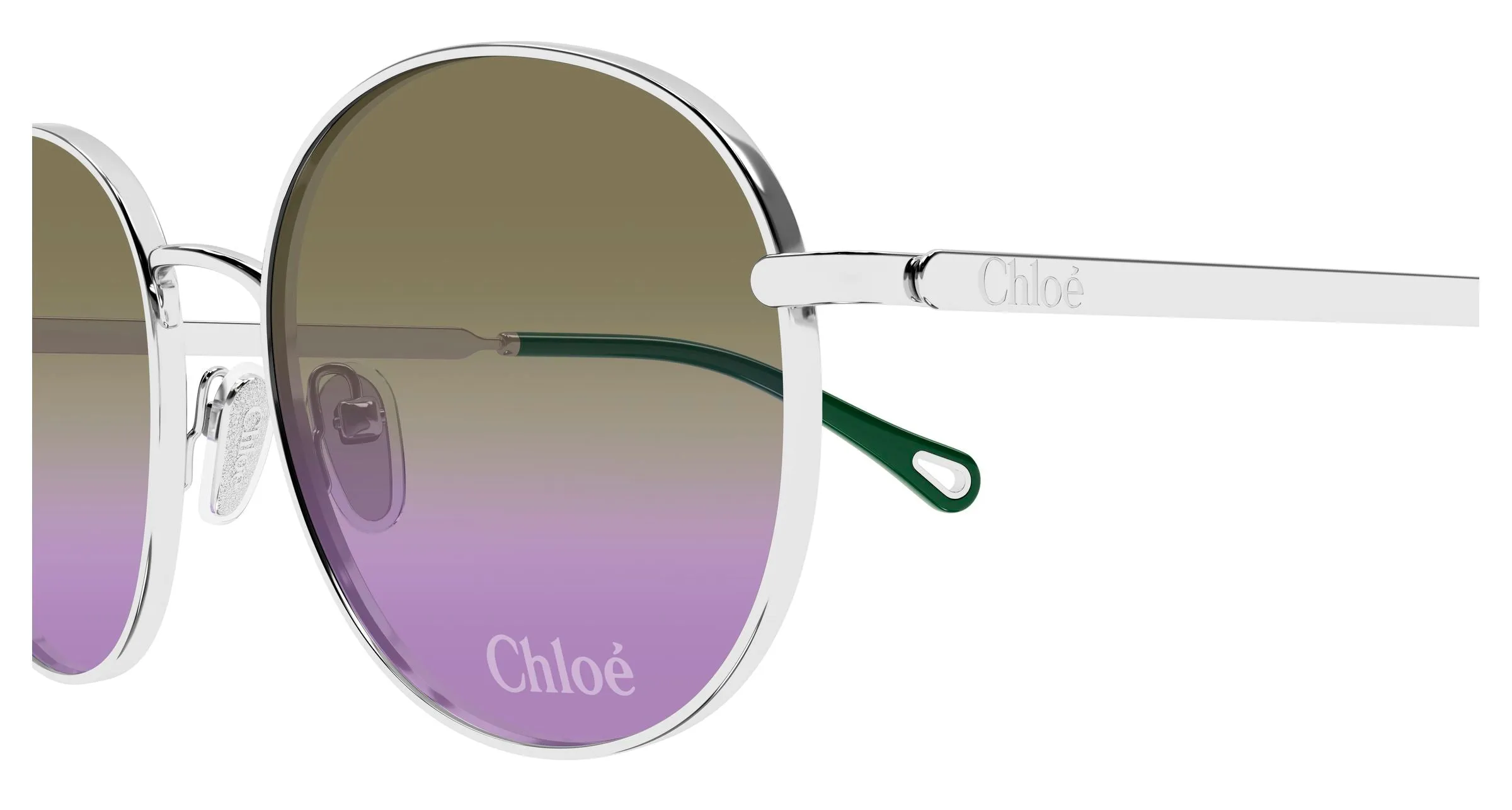 Chloé CH0325S 002 Occhiali da sole Metallo Argento Verde Geometrica - immagine 3