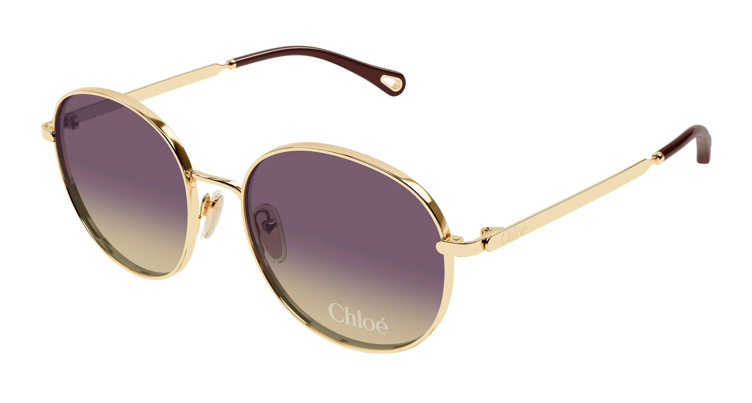 Chloé CH0325S 001 Occhiali da sole Metallo Oro Viola Geometrica - immagine 1