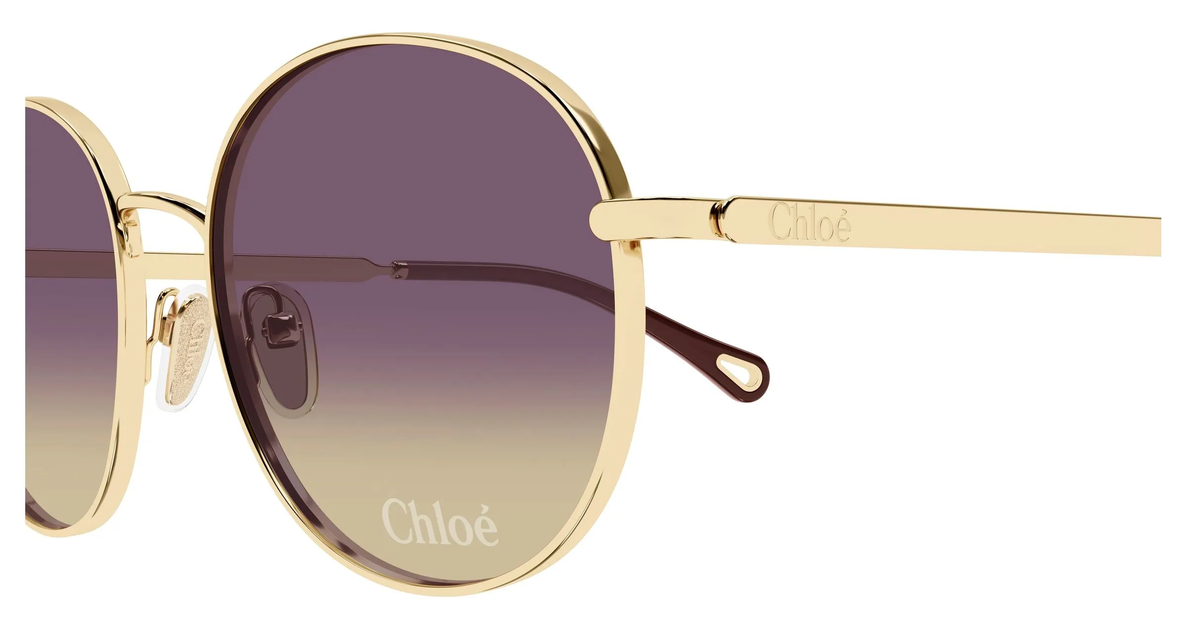 Chloé CH0325S 001 Occhiali da sole Metallo Oro Viola Geometrica - immagine 3