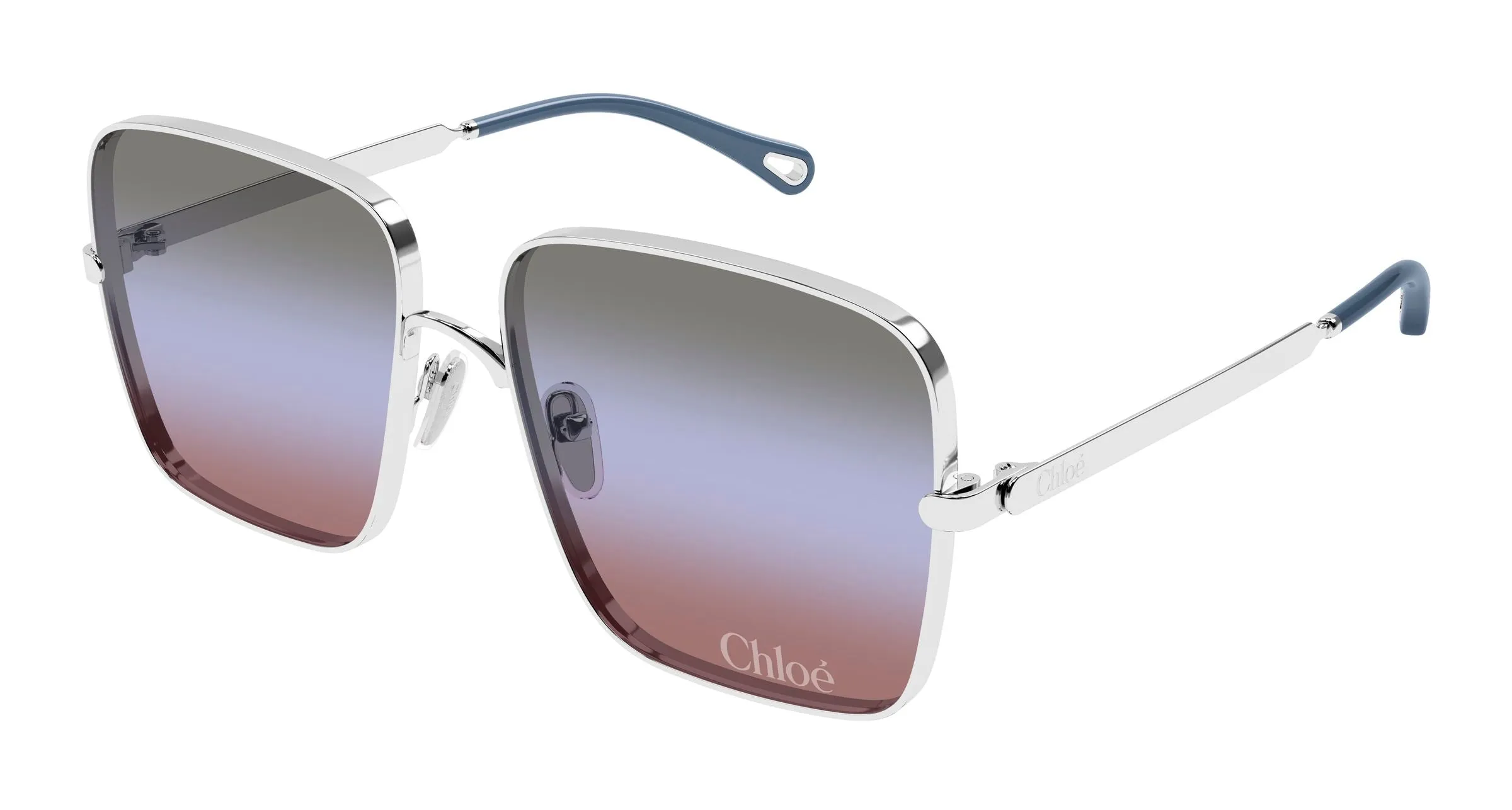 Chloé CH0324S 003 Occhiali da sole Metallo Argento Verde Squadrata - immagine 1