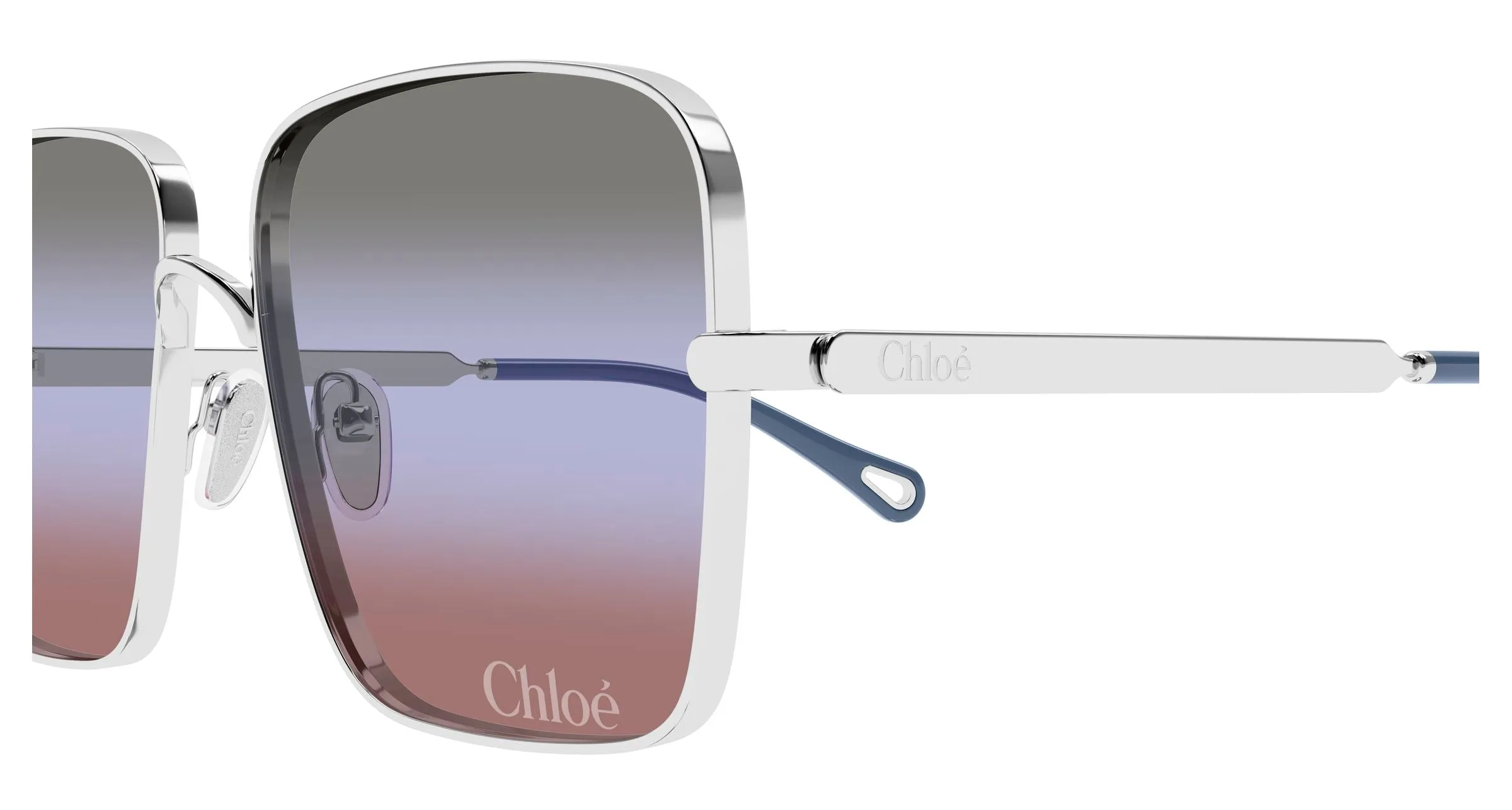 Chloé CH0324S 003 Occhiali da sole Metallo Argento Verde Squadrata - immagine 3