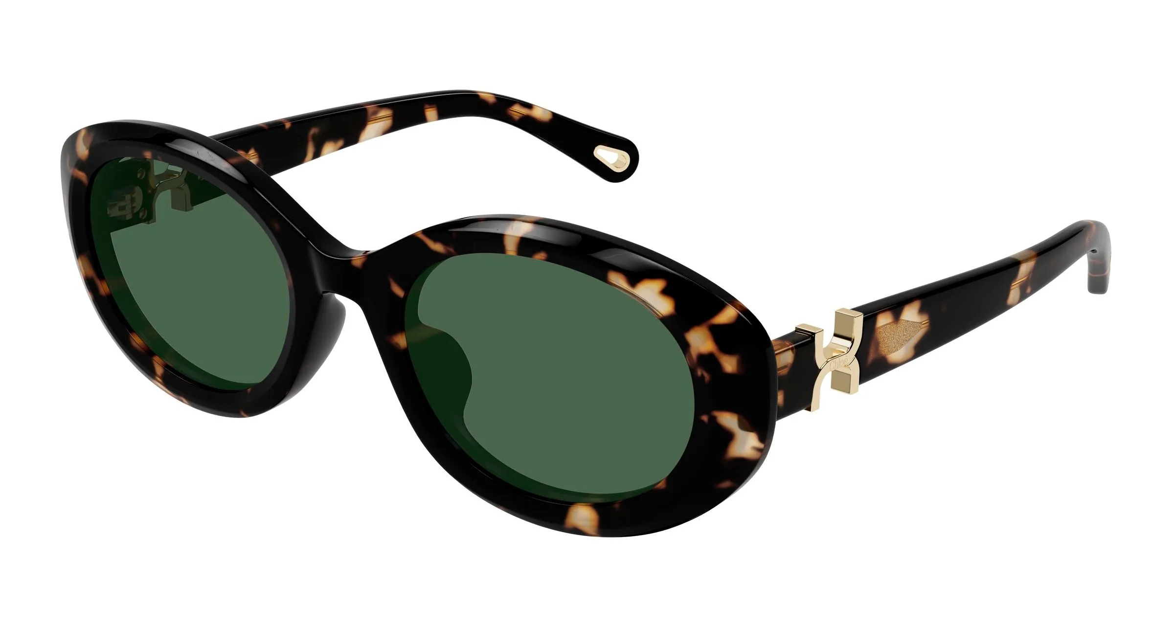 Chloé CH0323SK 002 Occhiali da sole Acetato Havana Verde Rotonda - immagine 1
