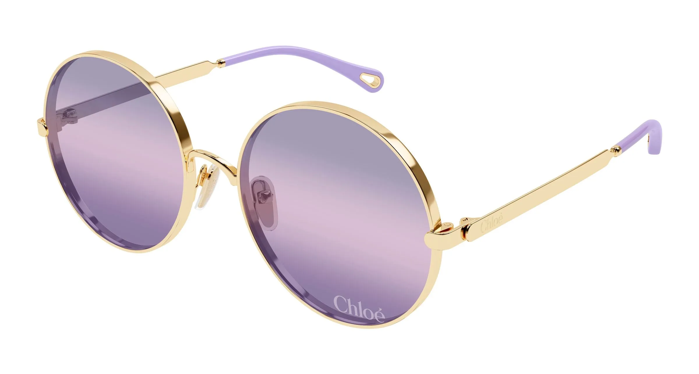 Chloé CH0321S 002 Occhiali da sole Metallo Oro Viola Rotonda - immagine 1