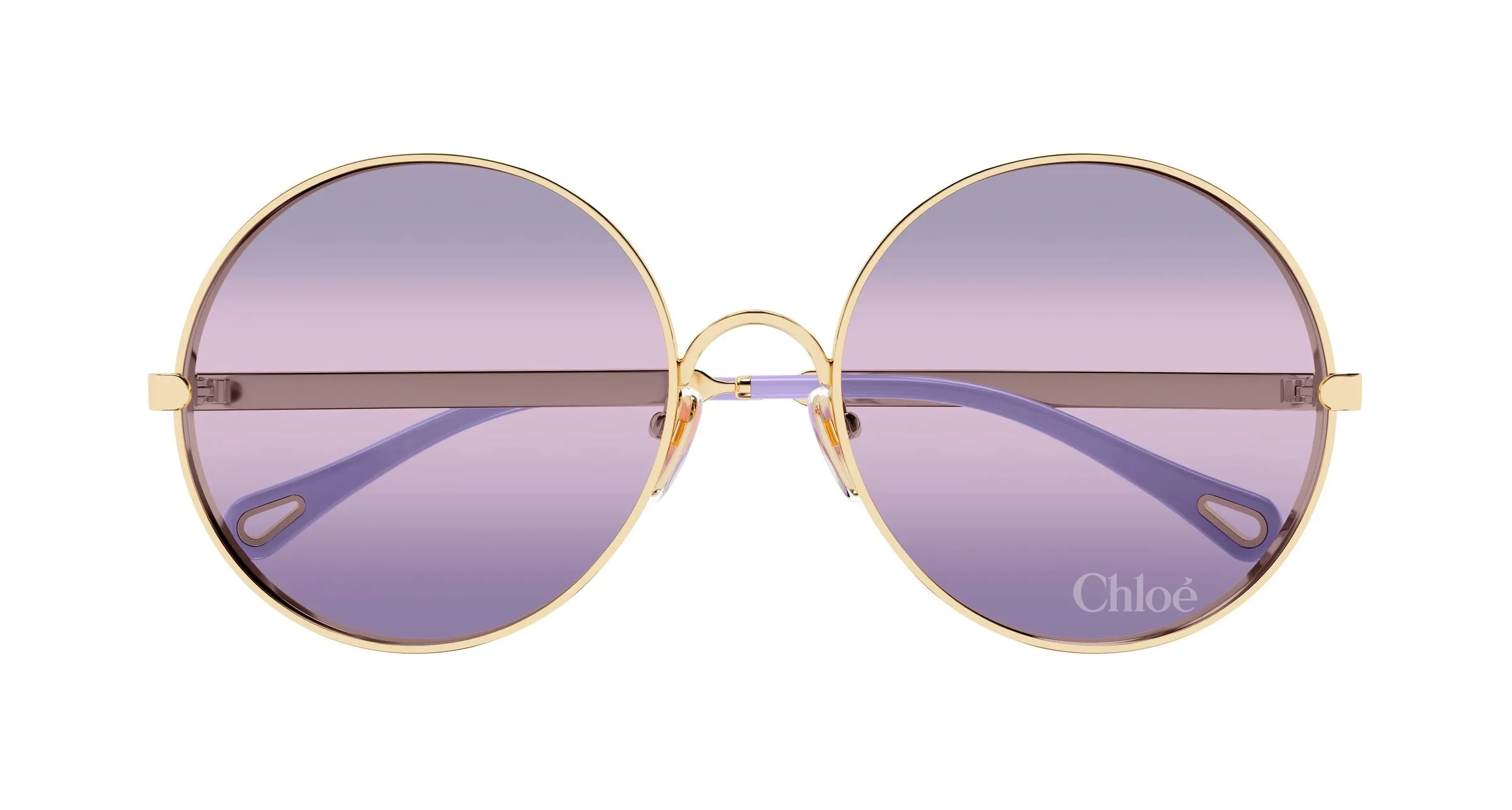 Chloé CH0321S 002 Occhiali da sole Metallo Oro Viola Rotonda - immagine 2