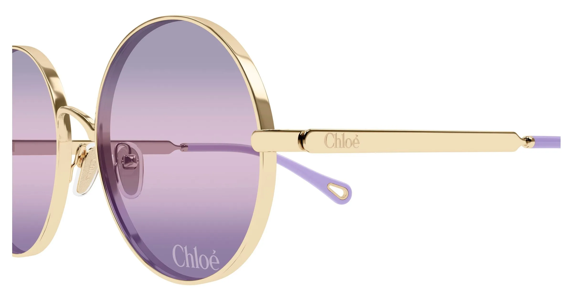 Chloé CH0321S 002 Occhiali da sole Metallo Oro Viola Rotonda - immagine 3