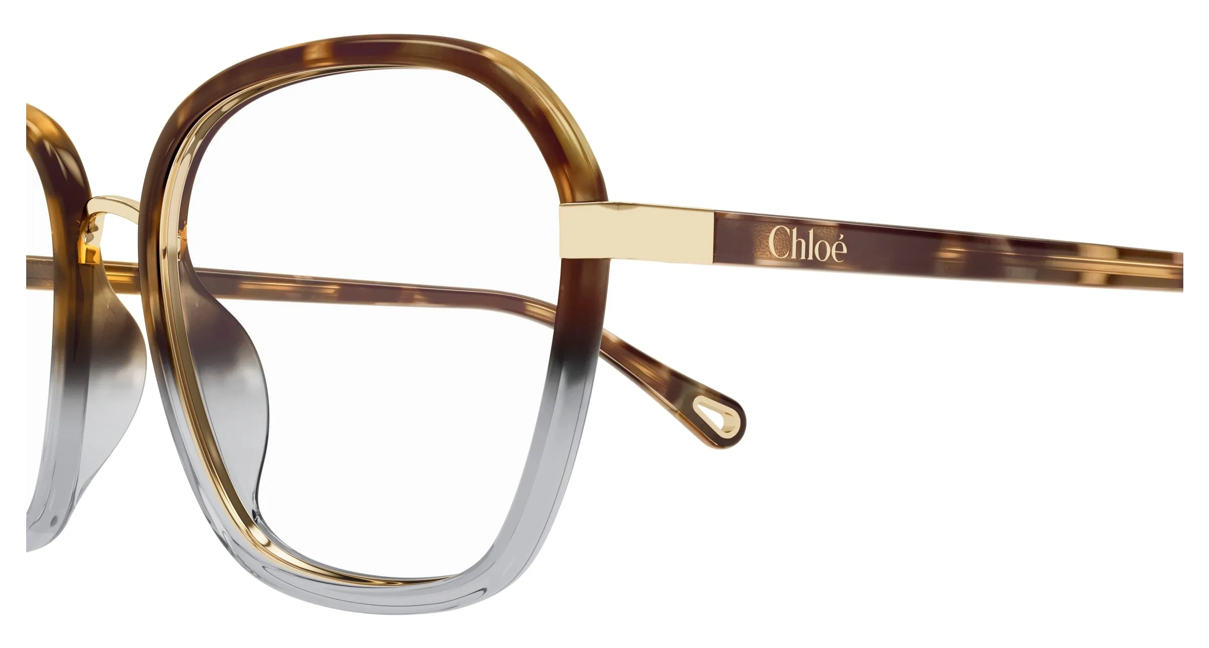Chloé CH0309O 003 Montature da vista Bio-iniettato Havana Trasparente Squadrata - immagine 3