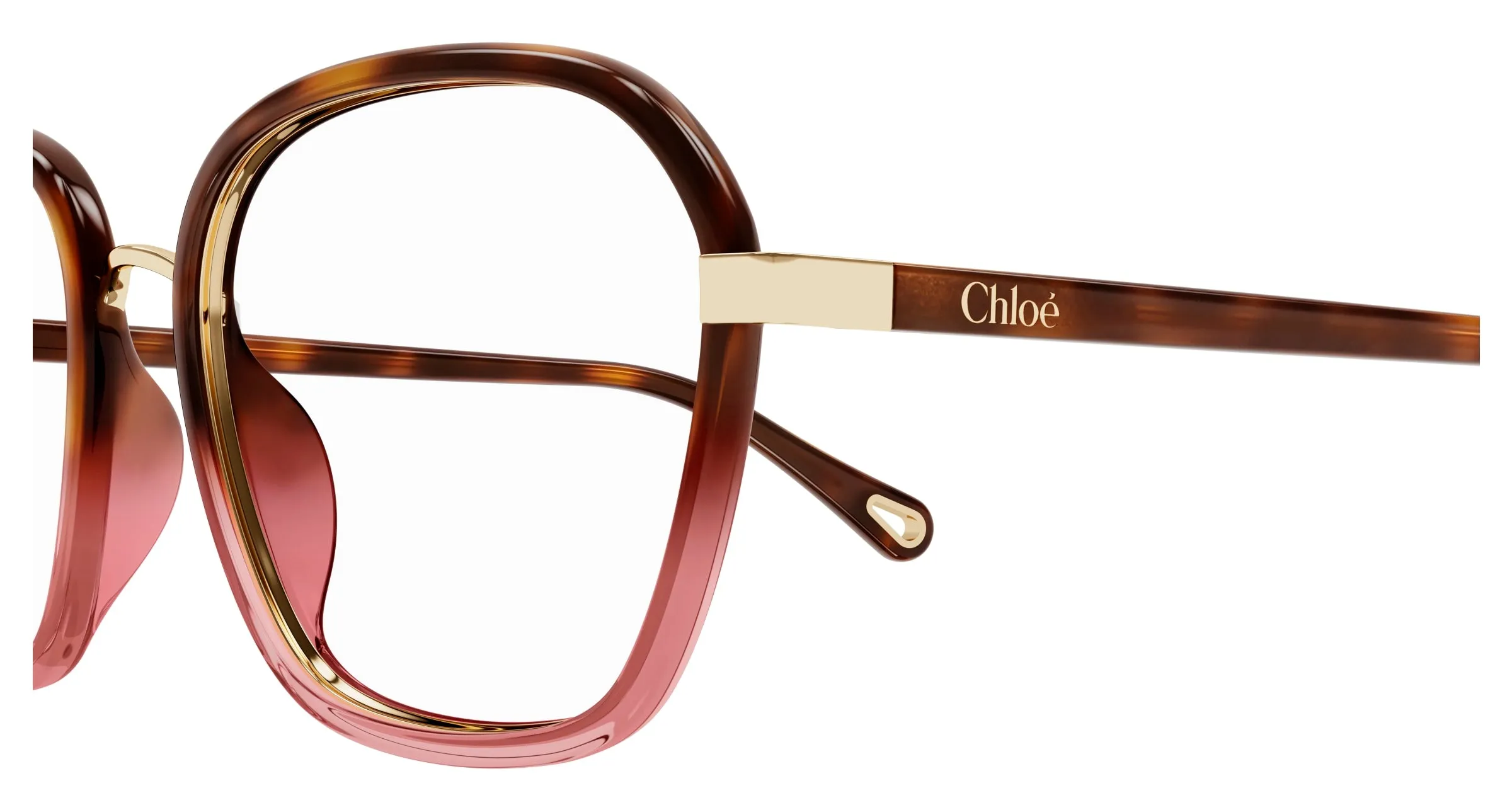 Chloé CH0309O 001 Montature da vista Bio-iniettato Havana Trasparente Squadrata - immagine 3
