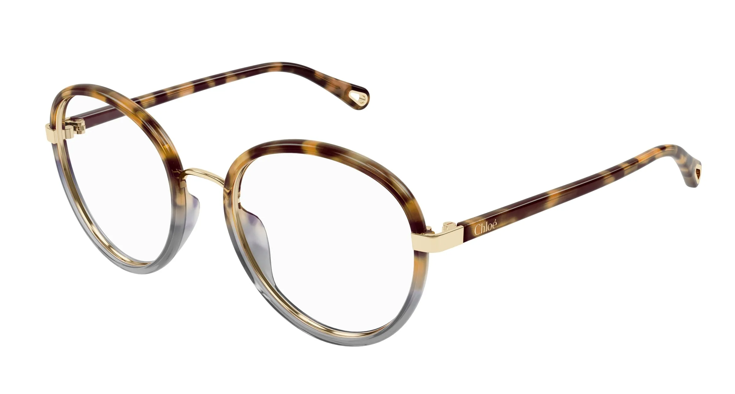Chloé CH0308O 003 Montature da vista Bio-iniettato Havana Trasparente Rotonda - immagine 1