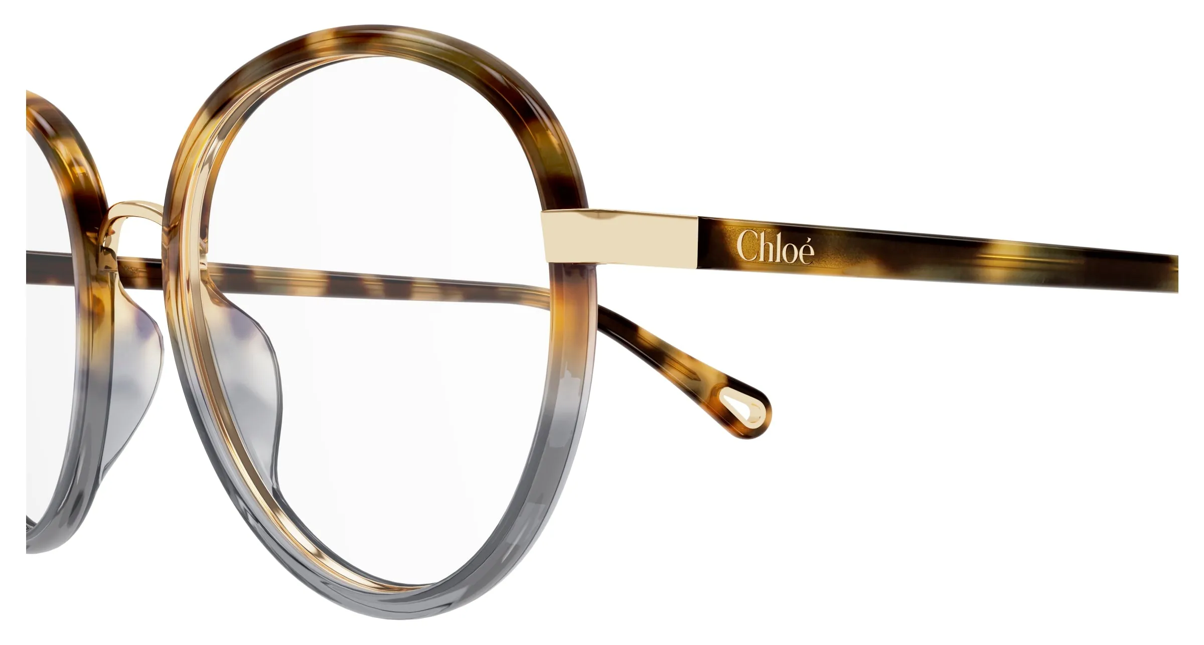 Chloé CH0308O 003 Montature da vista Bio-iniettato Havana Trasparente Rotonda - immagine 3