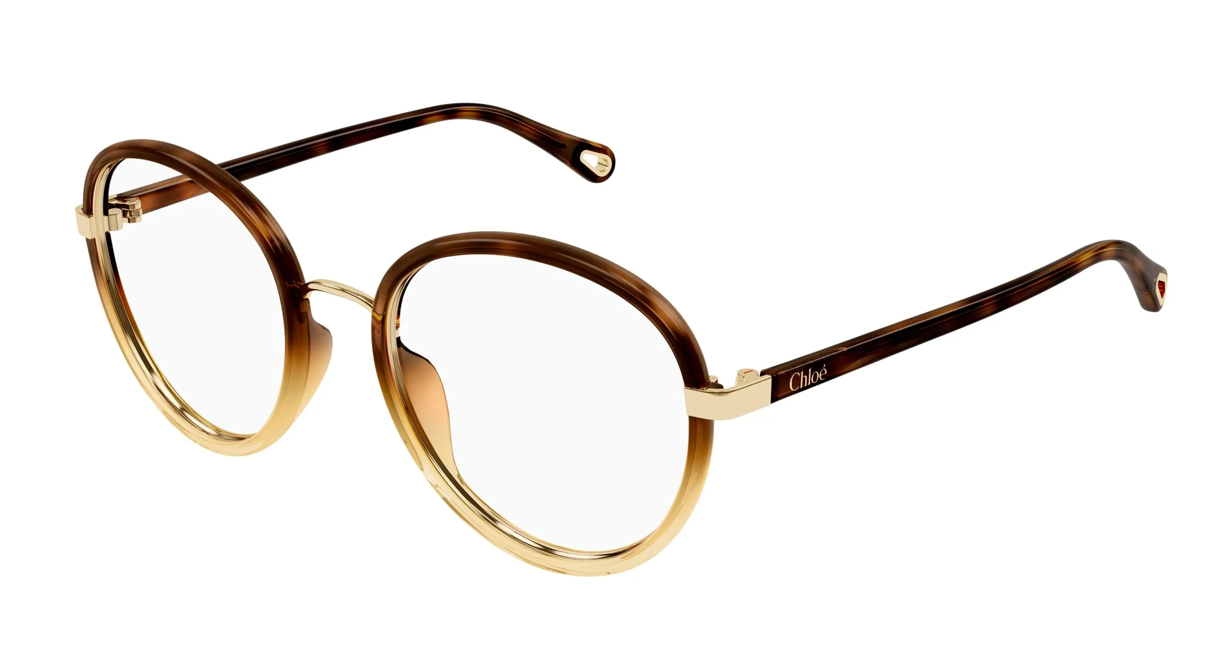Chloé CH0308O 002 Montature da vista Bio-iniettato Havana Trasparente Rotonda - immagine 1