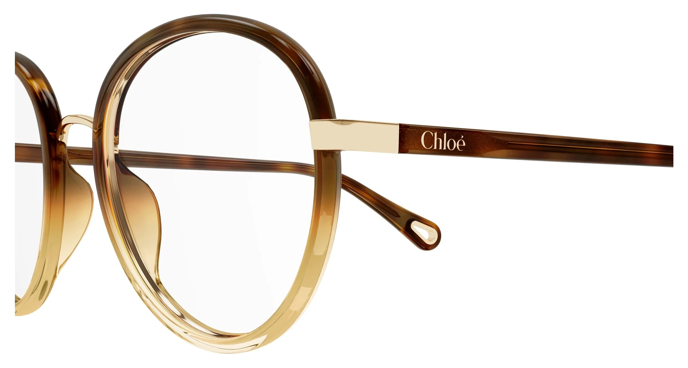Chloé CH0308O 002 Montature da vista Bio-iniettato Havana Trasparente Rotonda - immagine 3