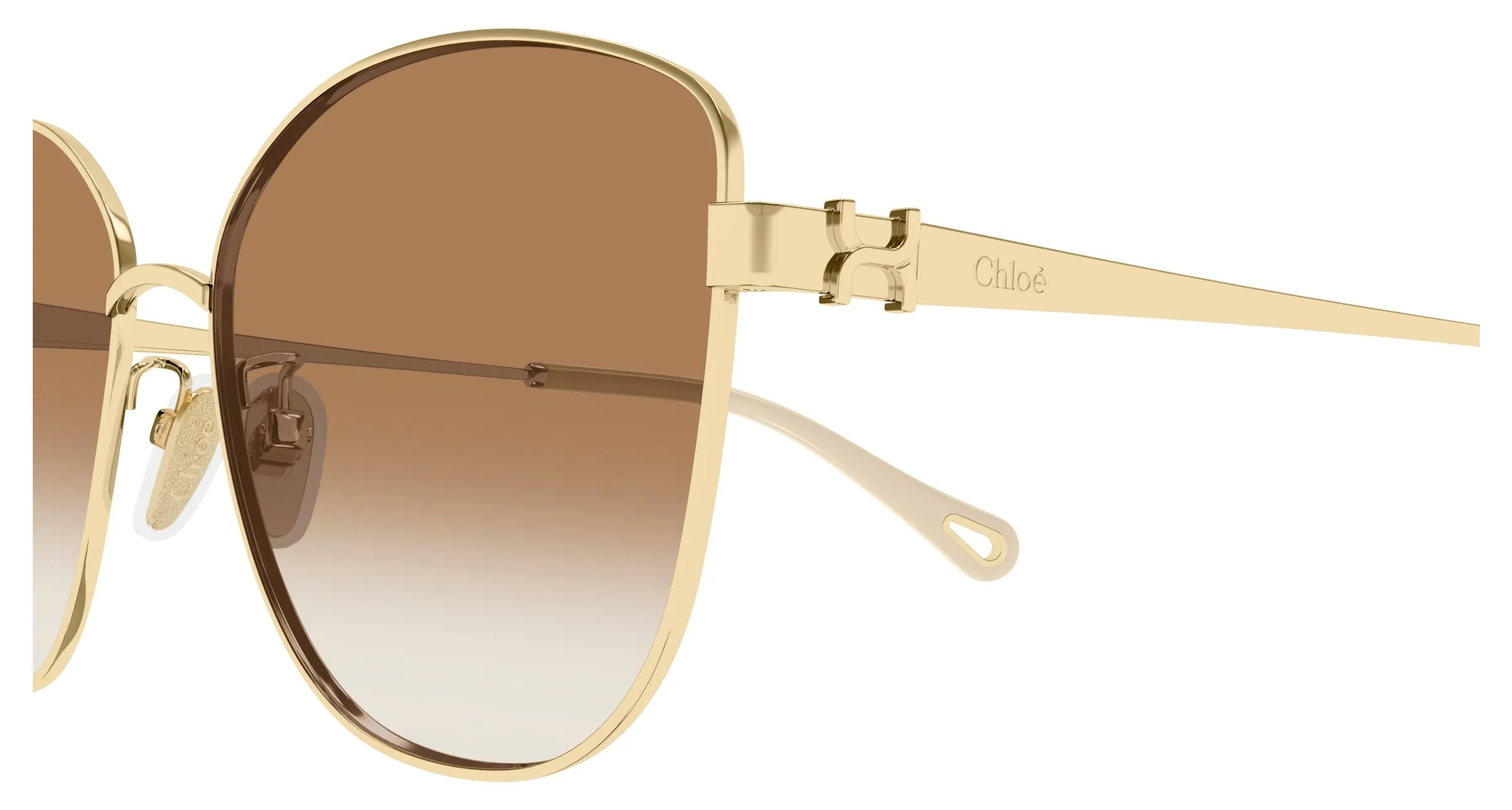 Chloé CH0306SK 004 Occhiali da sole Metallo Oro Marrone Squadrata - immagine 3