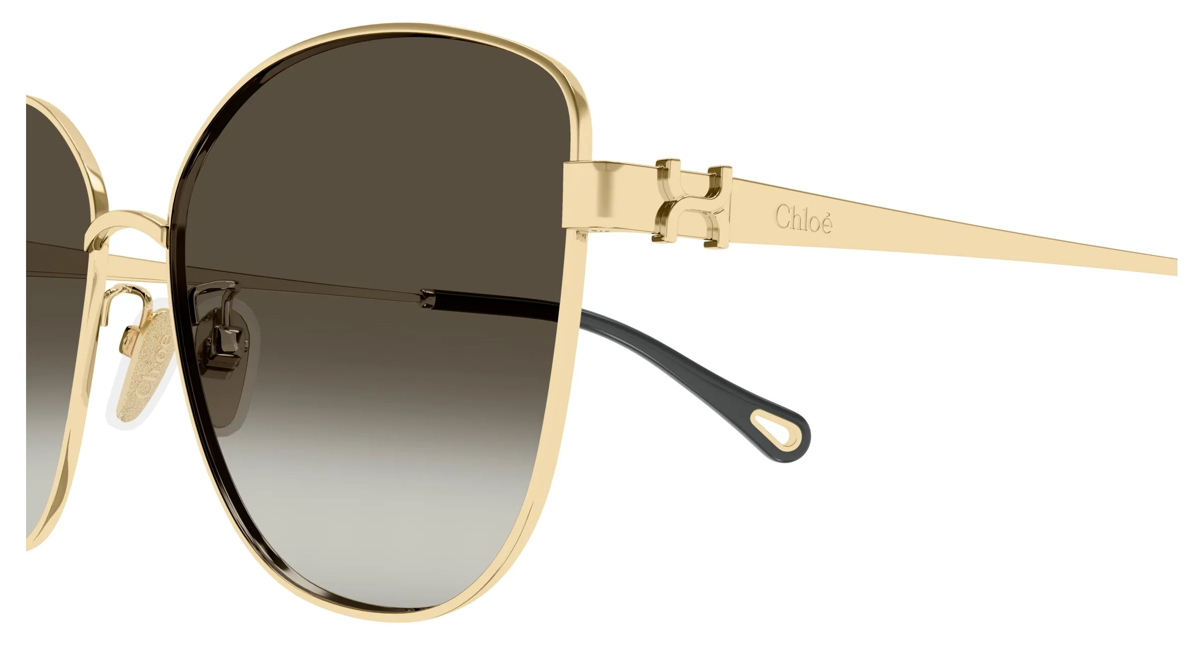 Chloé CH0306SK 003 Occhiali da sole Metallo Oro Verde Squadrata - immagine 3
