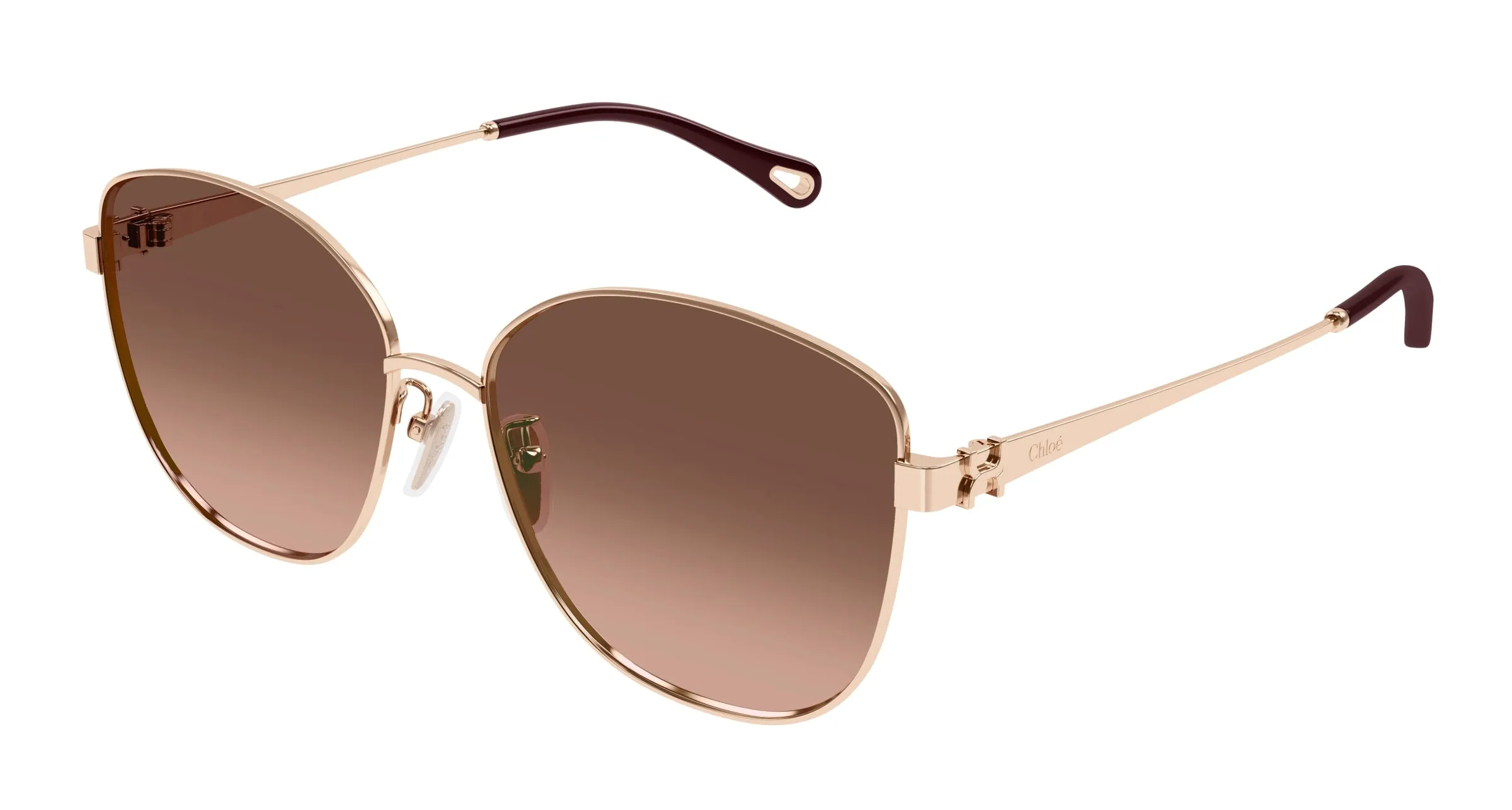 Chloé CH0306SK 002 Occhiali da sole Metallo Oro Marrone Squadrata - immagine 1